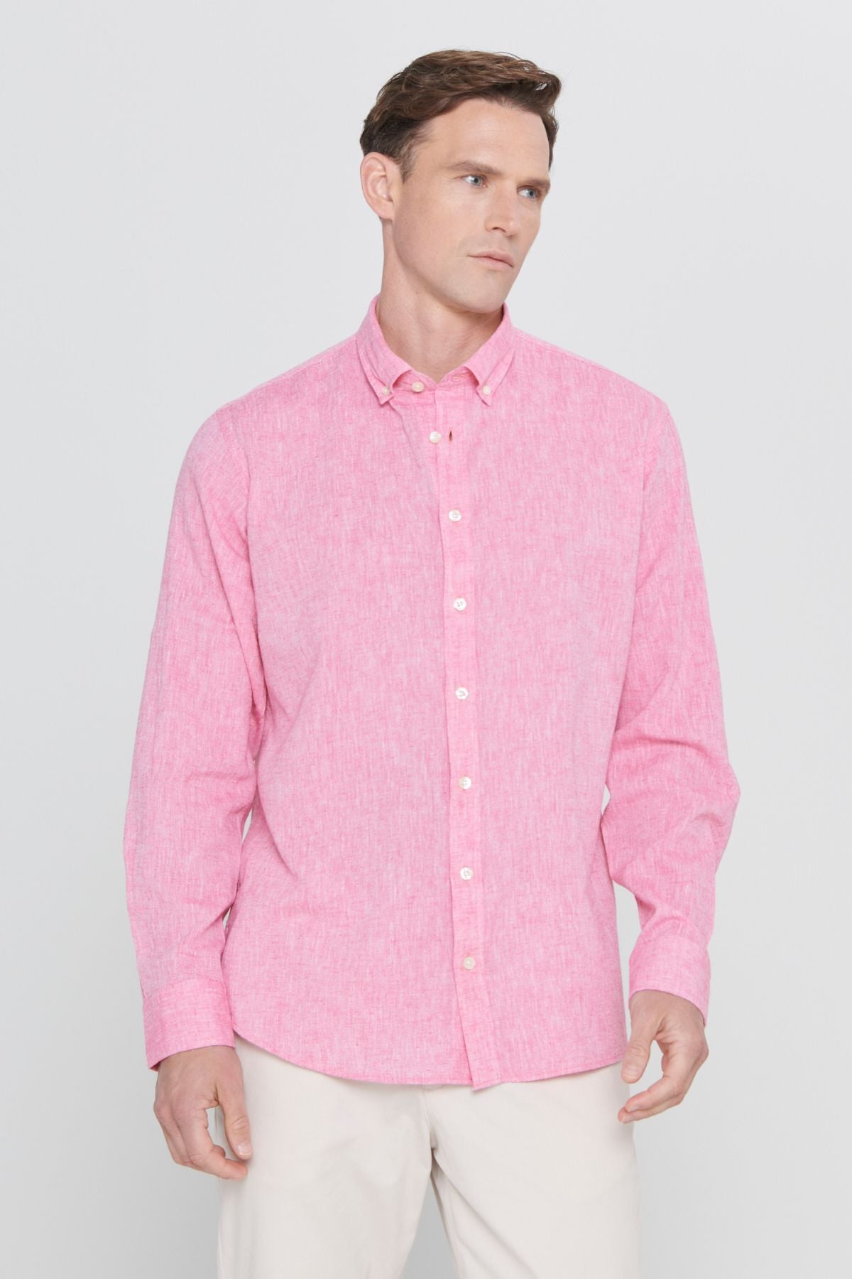 Men's Fuchsia Kenen Comfort Fit Casual Cutting Button Casual Shirt