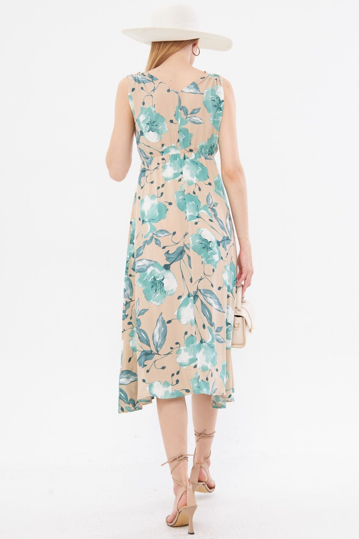 Female Beige Patterned Waist and Shooter Cruve Cruve Midi Boy Dress ARM-24Y001052