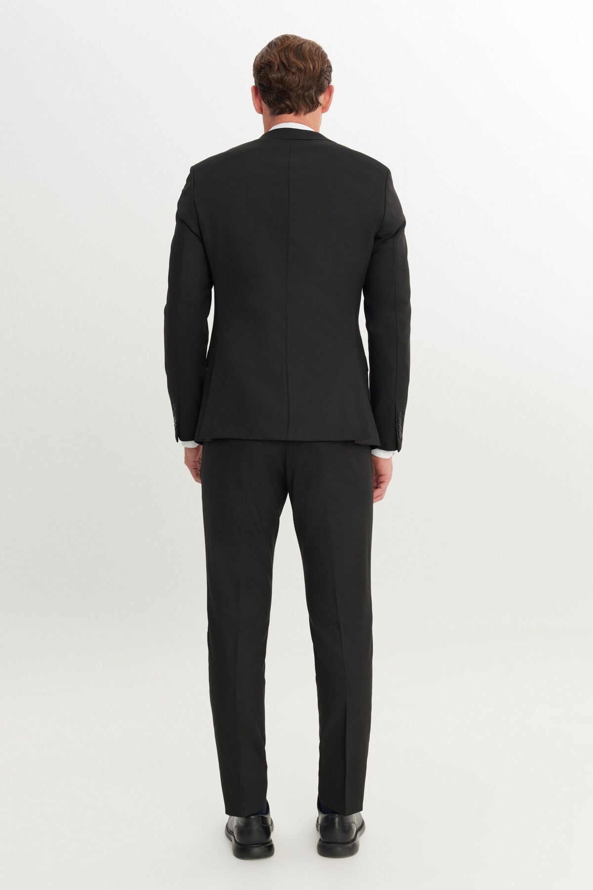 Men's Black Slim Fit Narrow Cut Swallow Cover Cep Cep Wit with Vest Suit