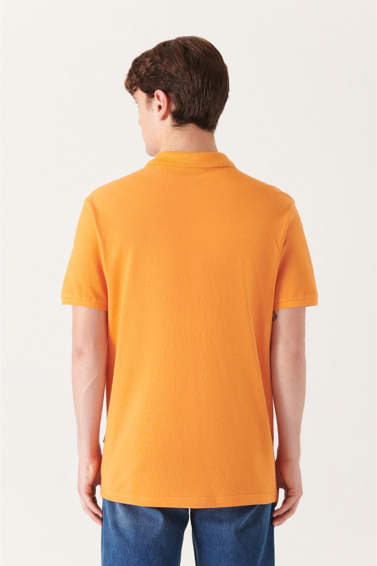 Men's Orange 100 %Cotton Cool Polo Yaka T-shirt E001004