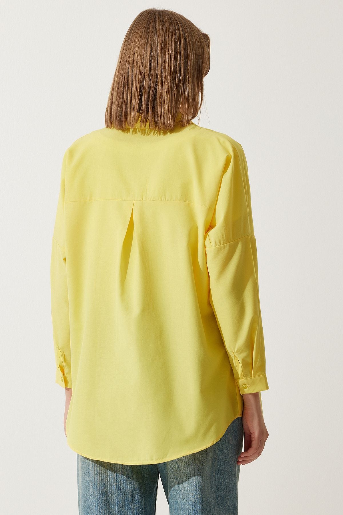 Woman Yellow Oversize Long Basic Shirt DD00842