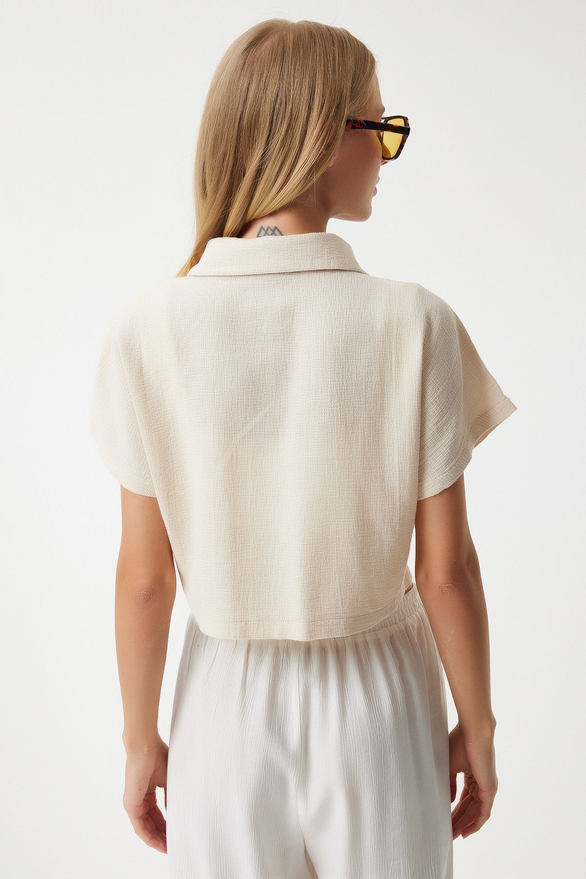 Women's Cream Wide Pocket Cottage Summer Bolero Jacket GP00004