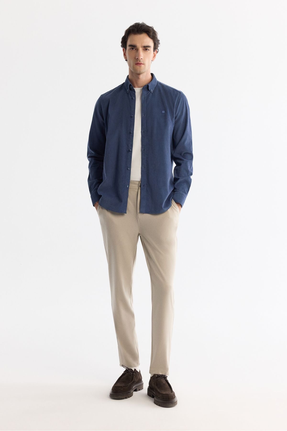 Men's indigo conscious velvet 100 %cotton shirt B002032