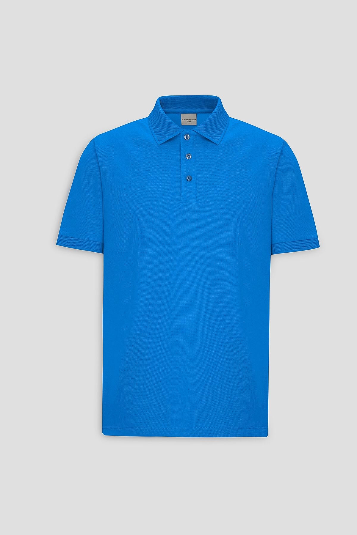 Male Royal Blue 100 %Cotton Curiated Pike Polo Slim Slim Fit Narrow Cut T -shirt