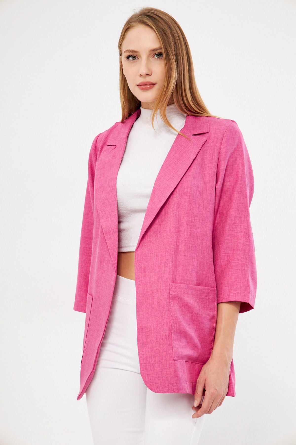 Women's Fuchsia Pocket Oversize Jacket ARM-24Y001115