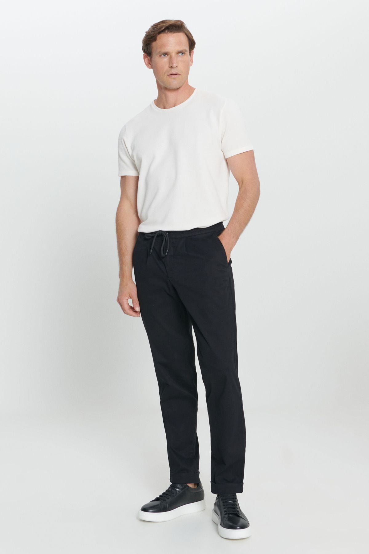 Men's black cotton comfort fit comfortable cutting side pocket pants