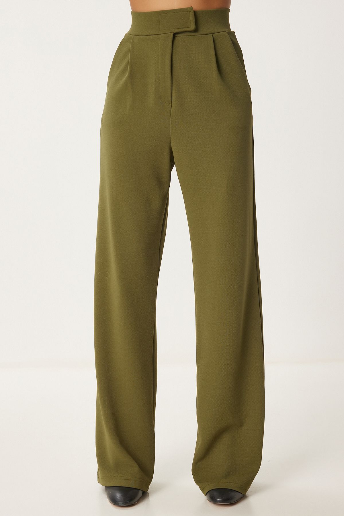 Female Khaki Waist Calcare Casual Woven Pants RV00150