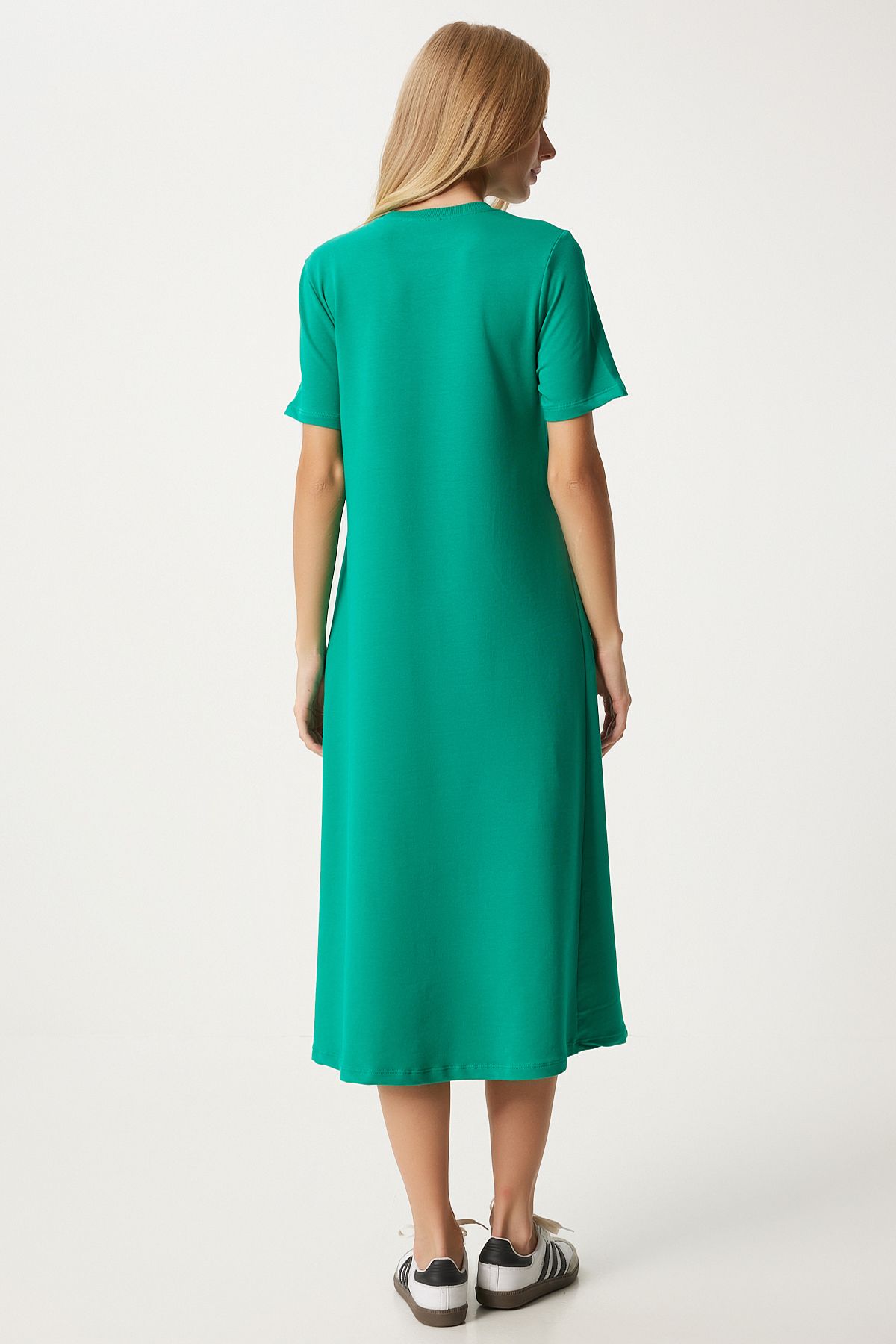 Women's Green A Cut Summer Combed Dress Ub00060