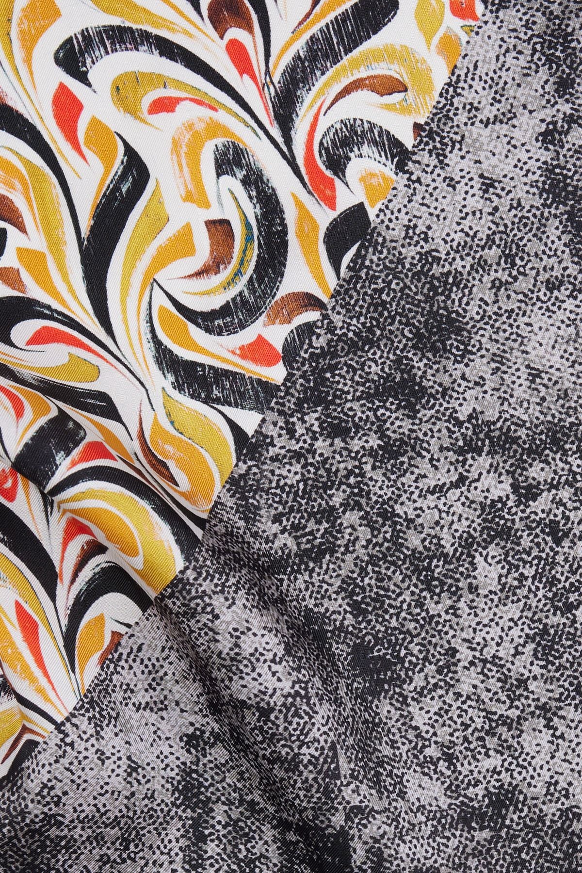 Men's black-yellow silk handkerchief