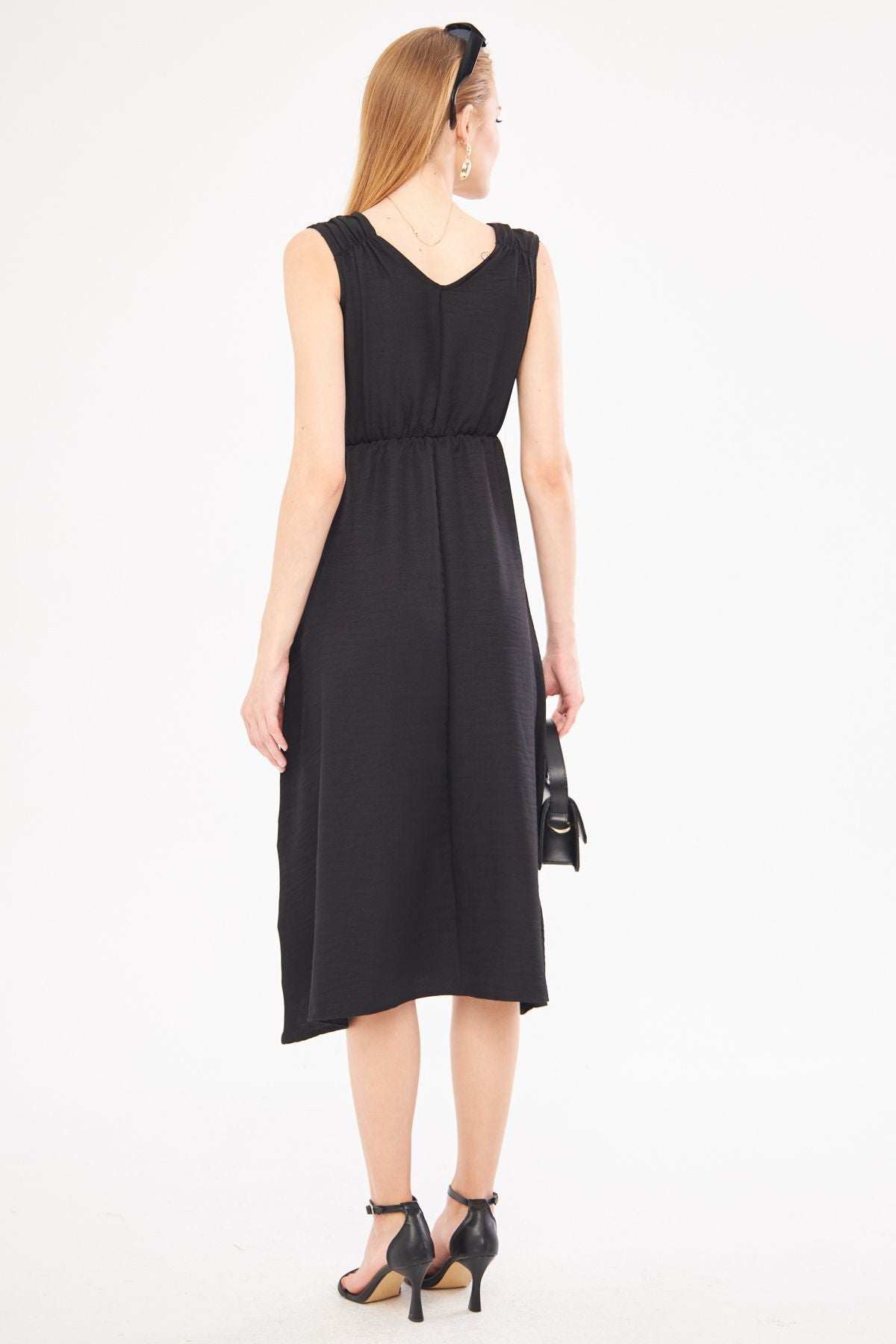 Female Black Waist and Shooter Cruve Cruve Midi Boy Dress ARM-24Y001072