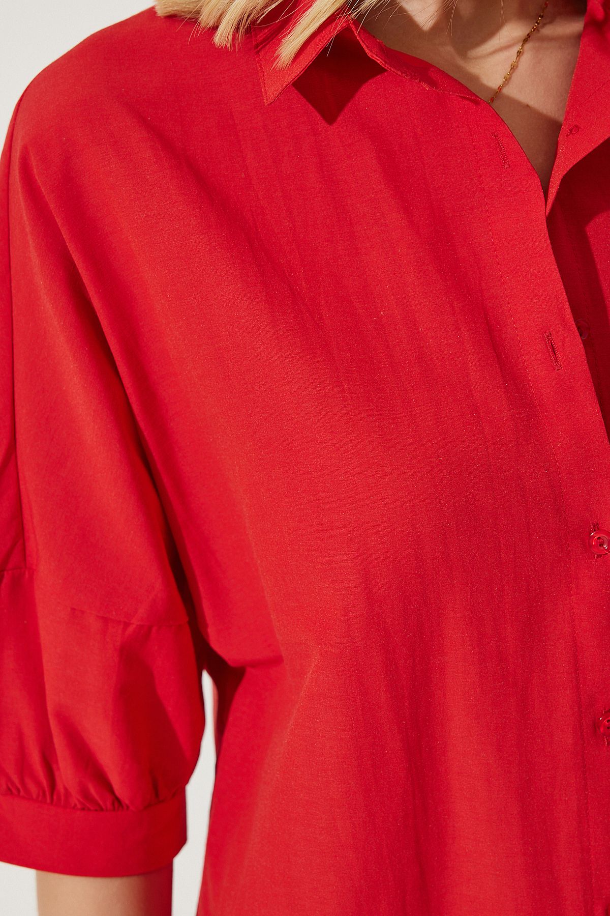 Woman Red Balloon Sleeze Poplin Shirt DD01308