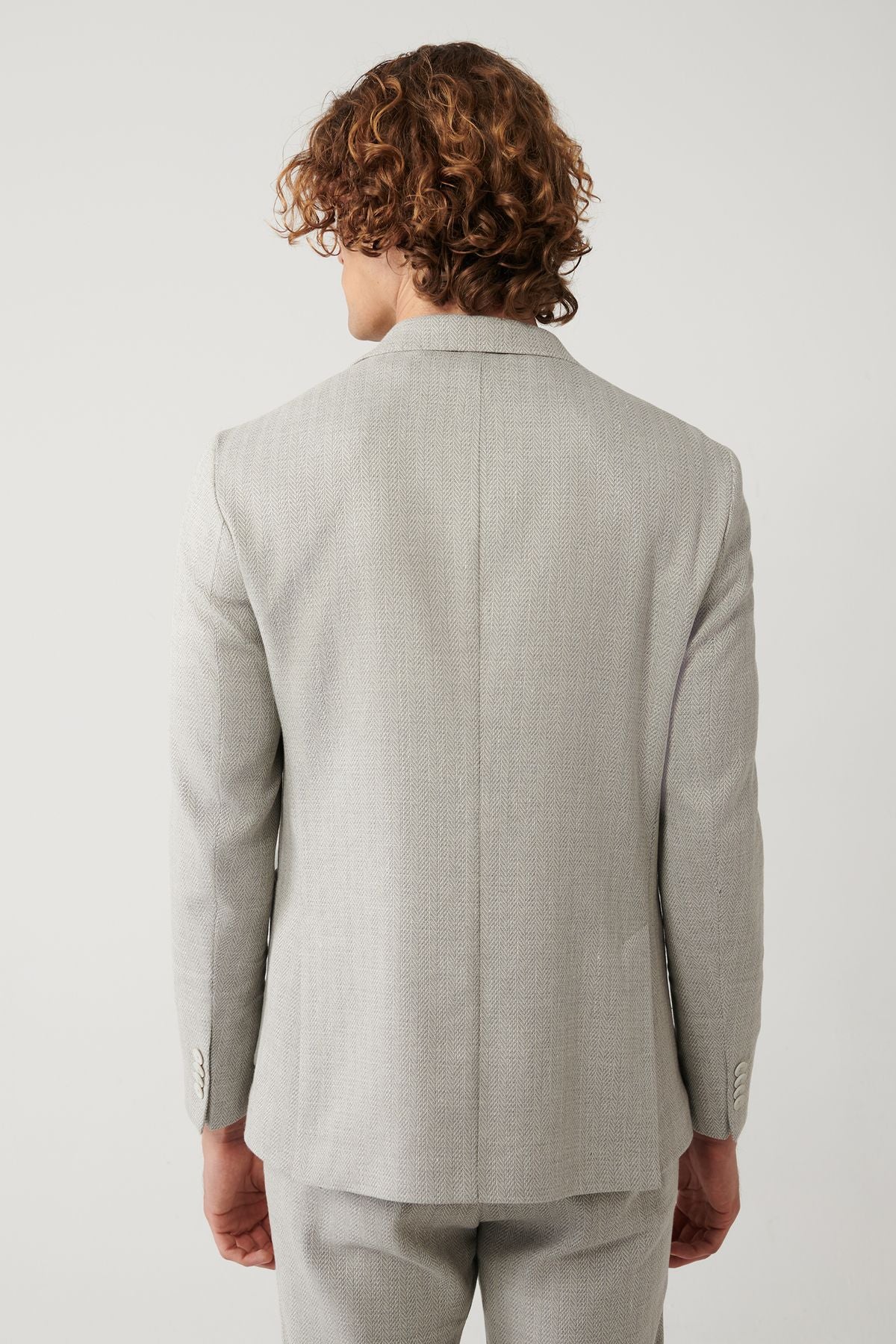 Men's gray lining without linen mixed lightweight jacket A41y4029