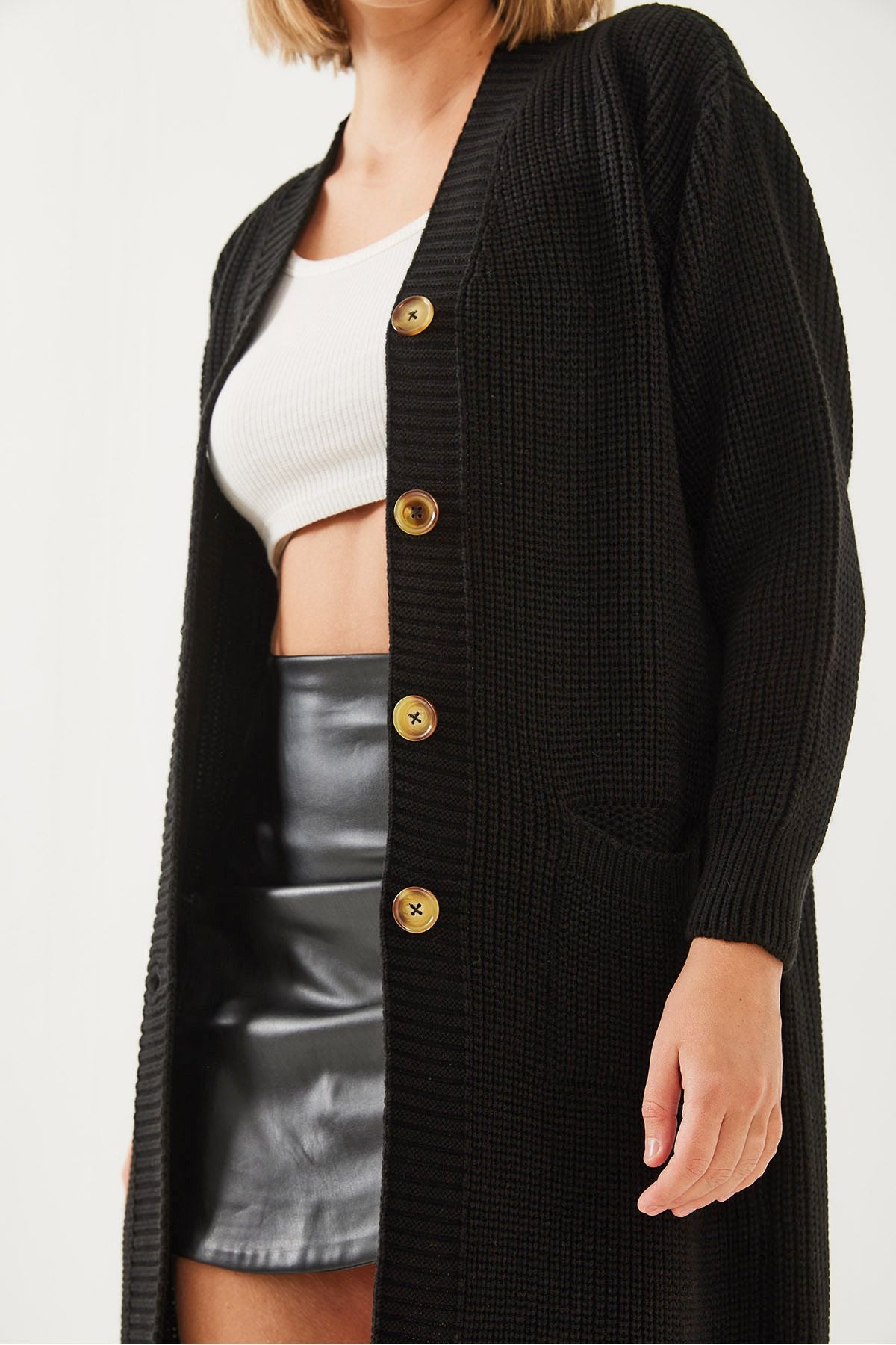 Female V -Neck Button Mobile Detail Cardigan 60651004