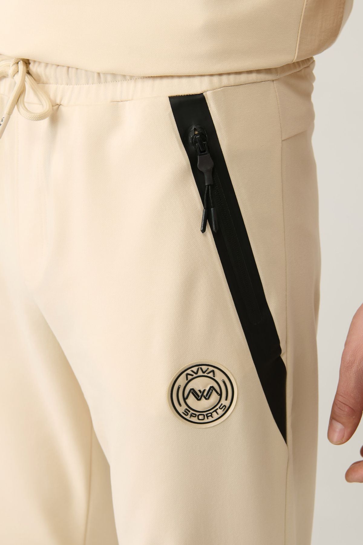 Men's Beige Jersey Fabric 2 IP Tracksuit Six A41y3416