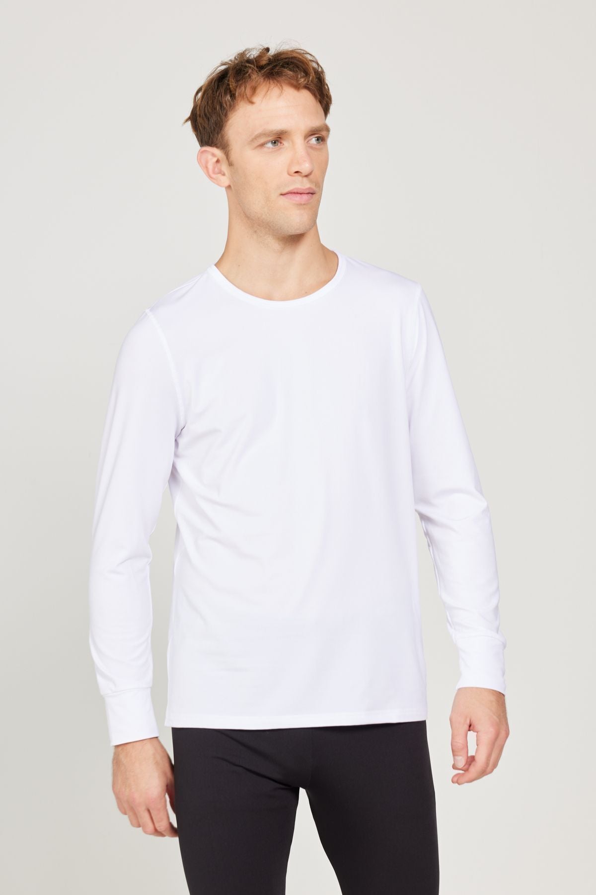 Men's heat, breathing thermal white standard fit fit normal cut flexible