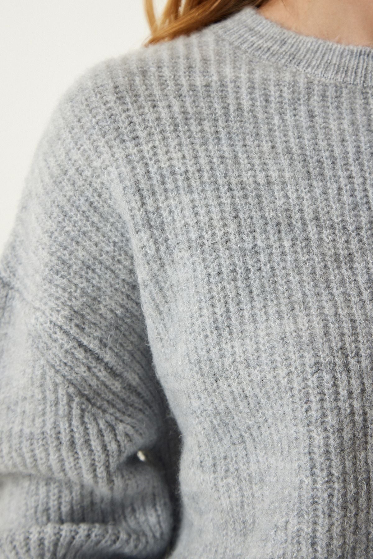 Light Gray Oversize Long Basic Knitwear Kazakh BV00099