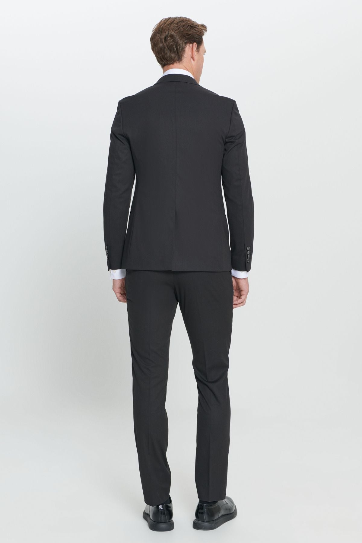 Men's Black Extra Slim Fit Narrow Cut Swallow Collar Suit