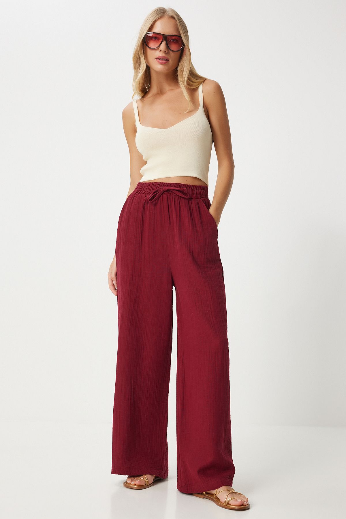 Female Bordeaux Muslin Palazzo Pants MX00160