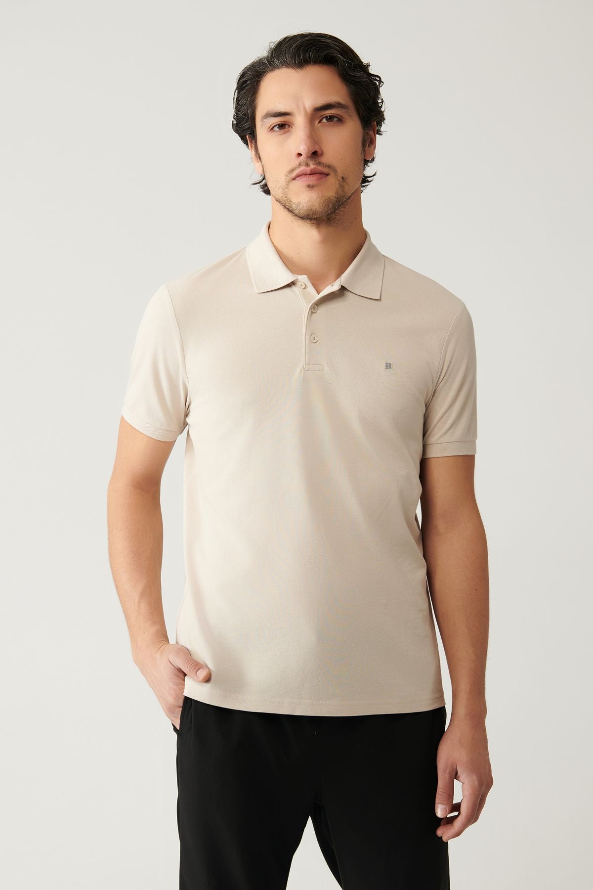 Ανδρικό μπλουζάκι μπεζ Polo Yaka 100% Cool Regular Fit E001004