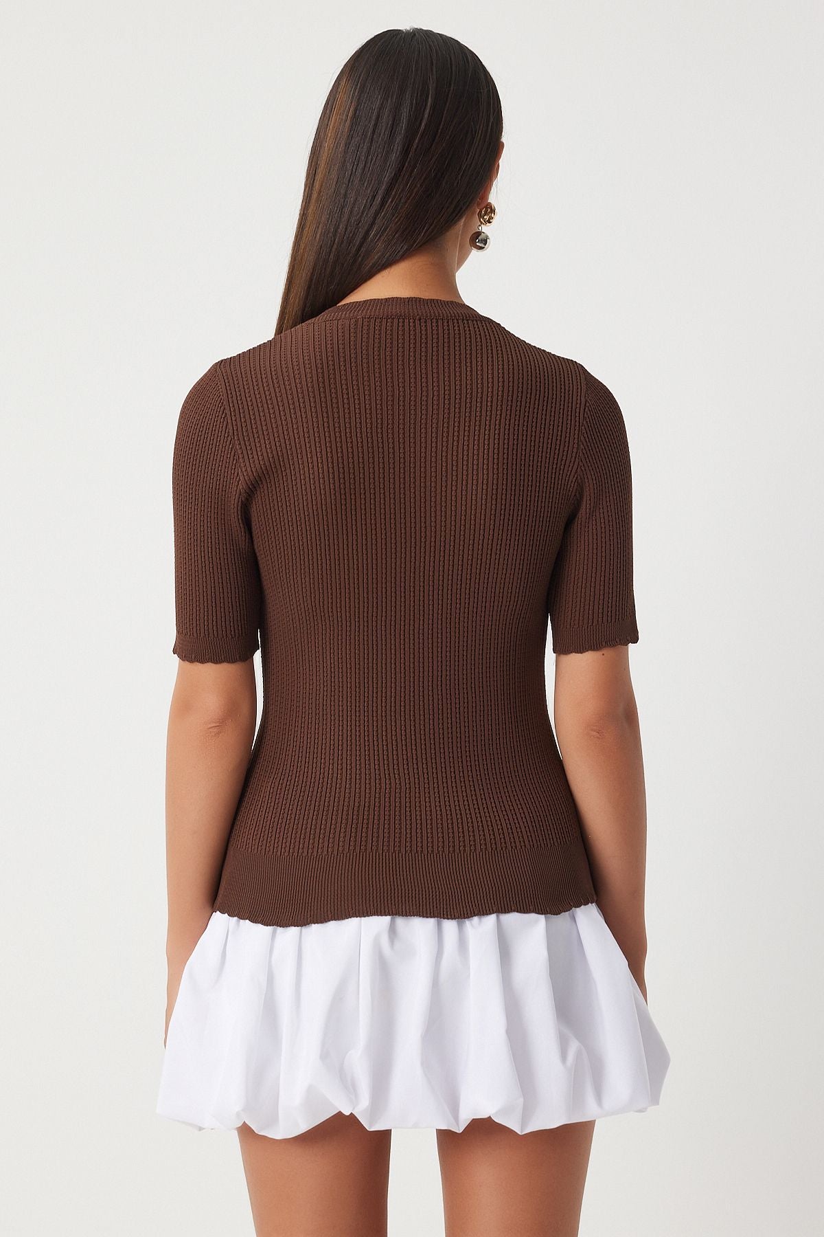 Women's Brown Offer Seasonal Triko Cardigan OW00044