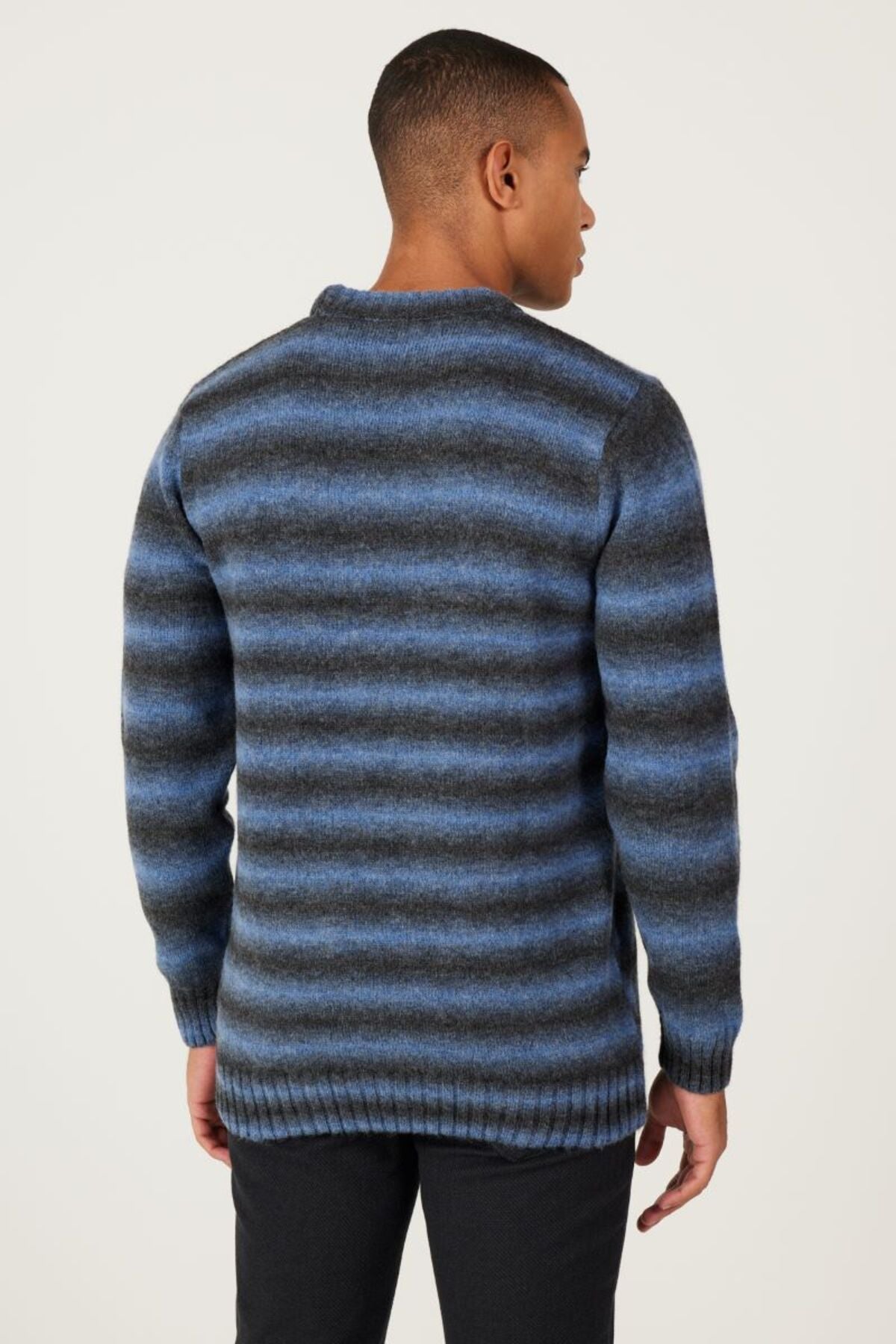 Standard Fit Normal Cut Bicycle Yaka ARRASİT-Sax Knitwear Sweater