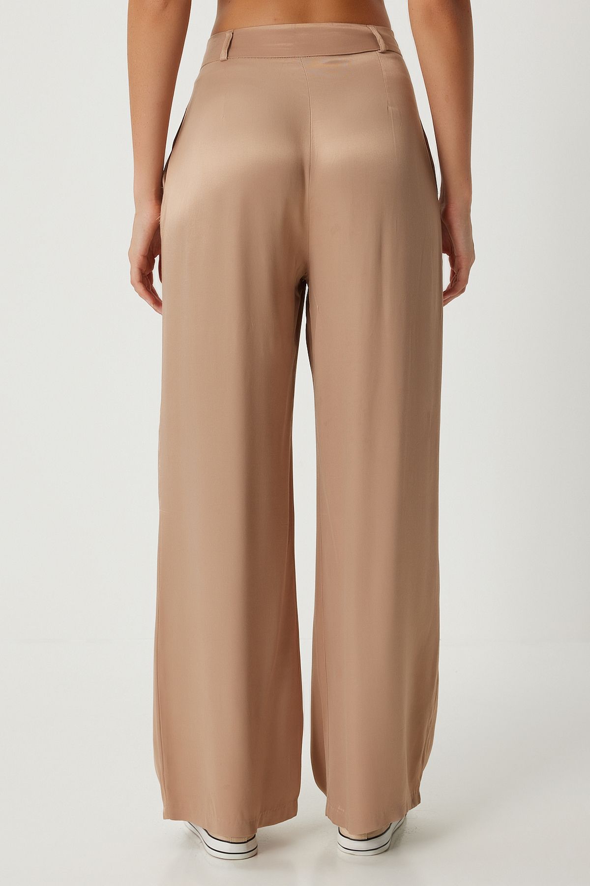 Female Beige Satin Surface Palazzo Pants FN03270