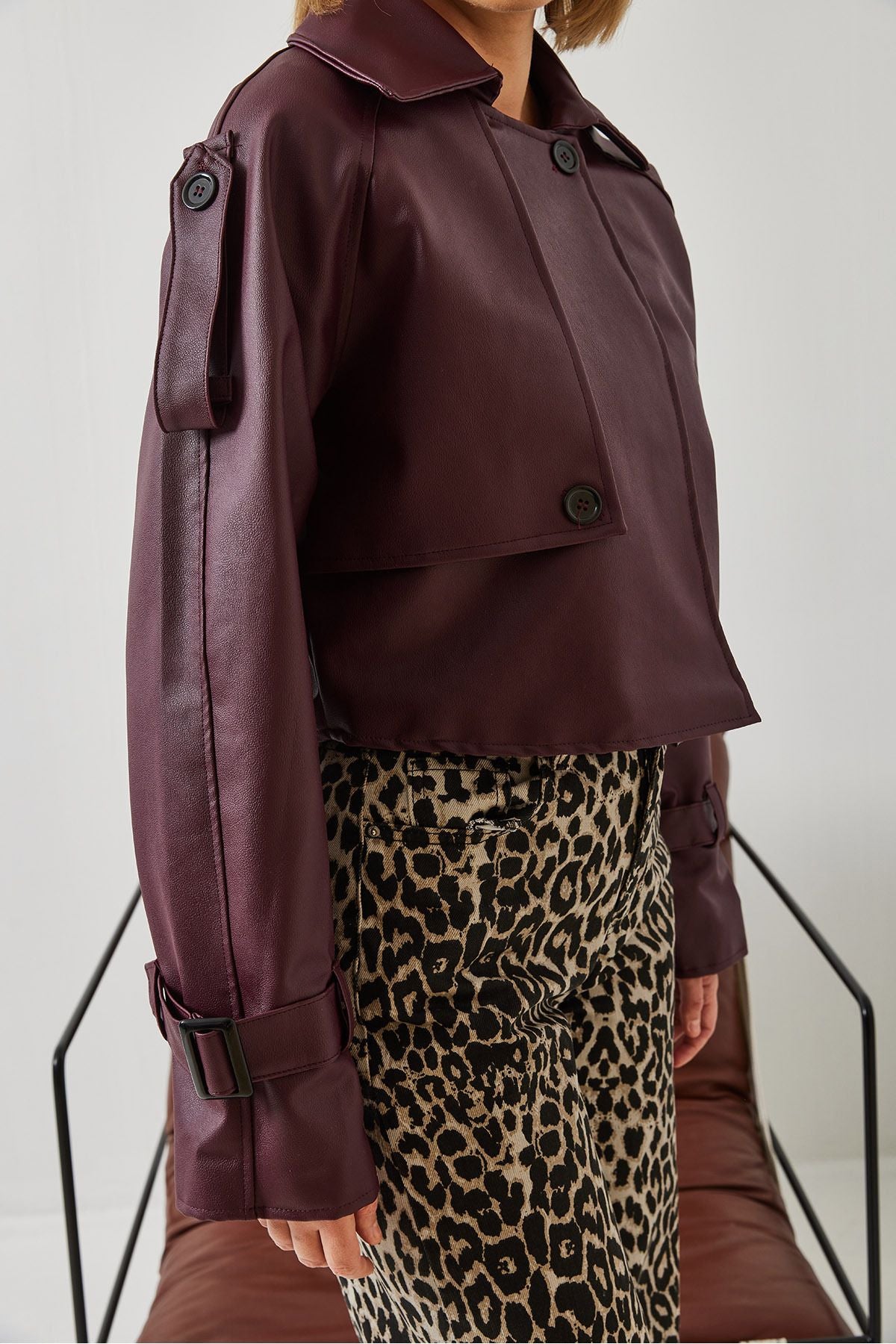 Female Aller Detail Crop Leather Jacket 2607 60351263