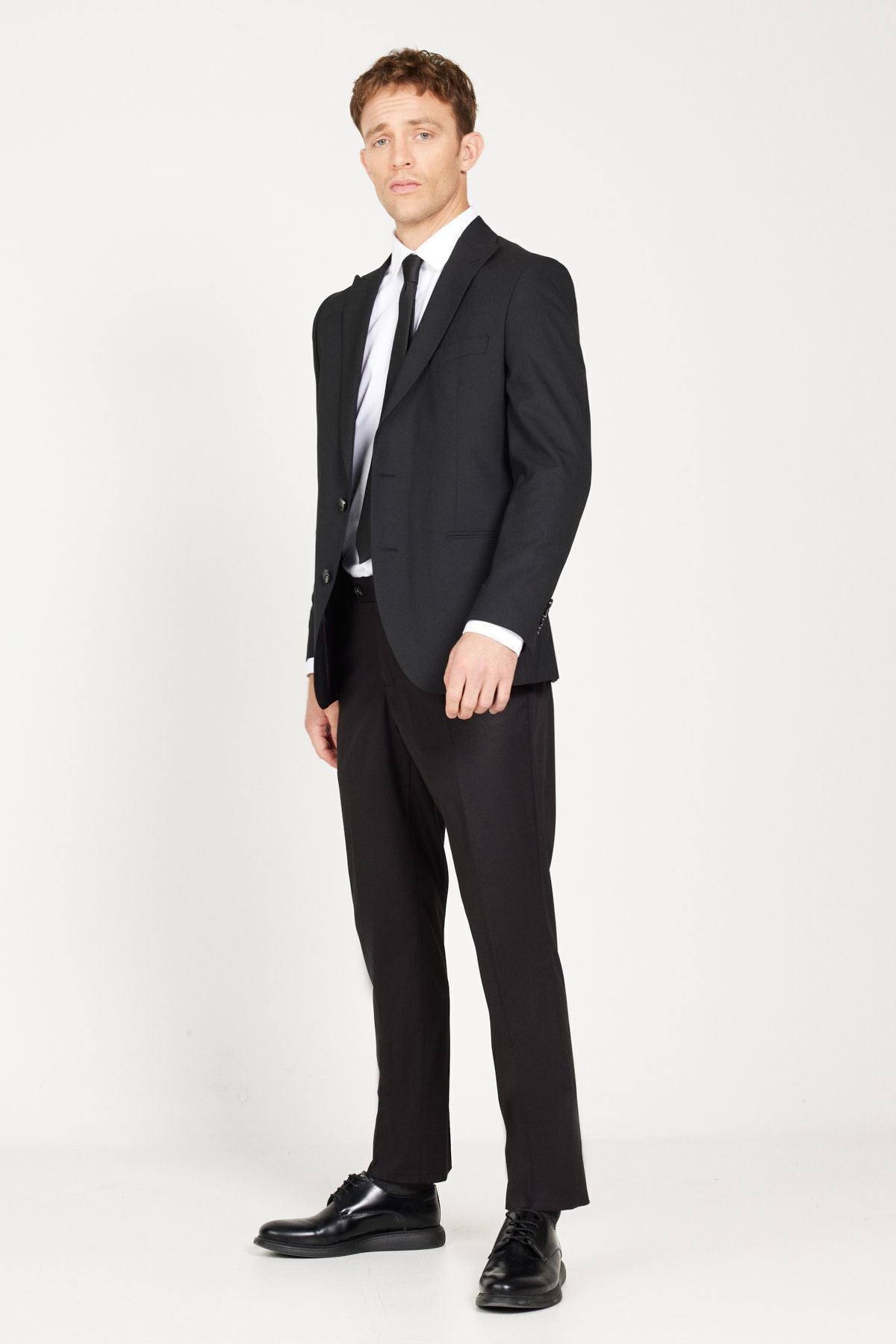 Men's Black Extra Slim Fit Narrow Cutting Black Sports Suit