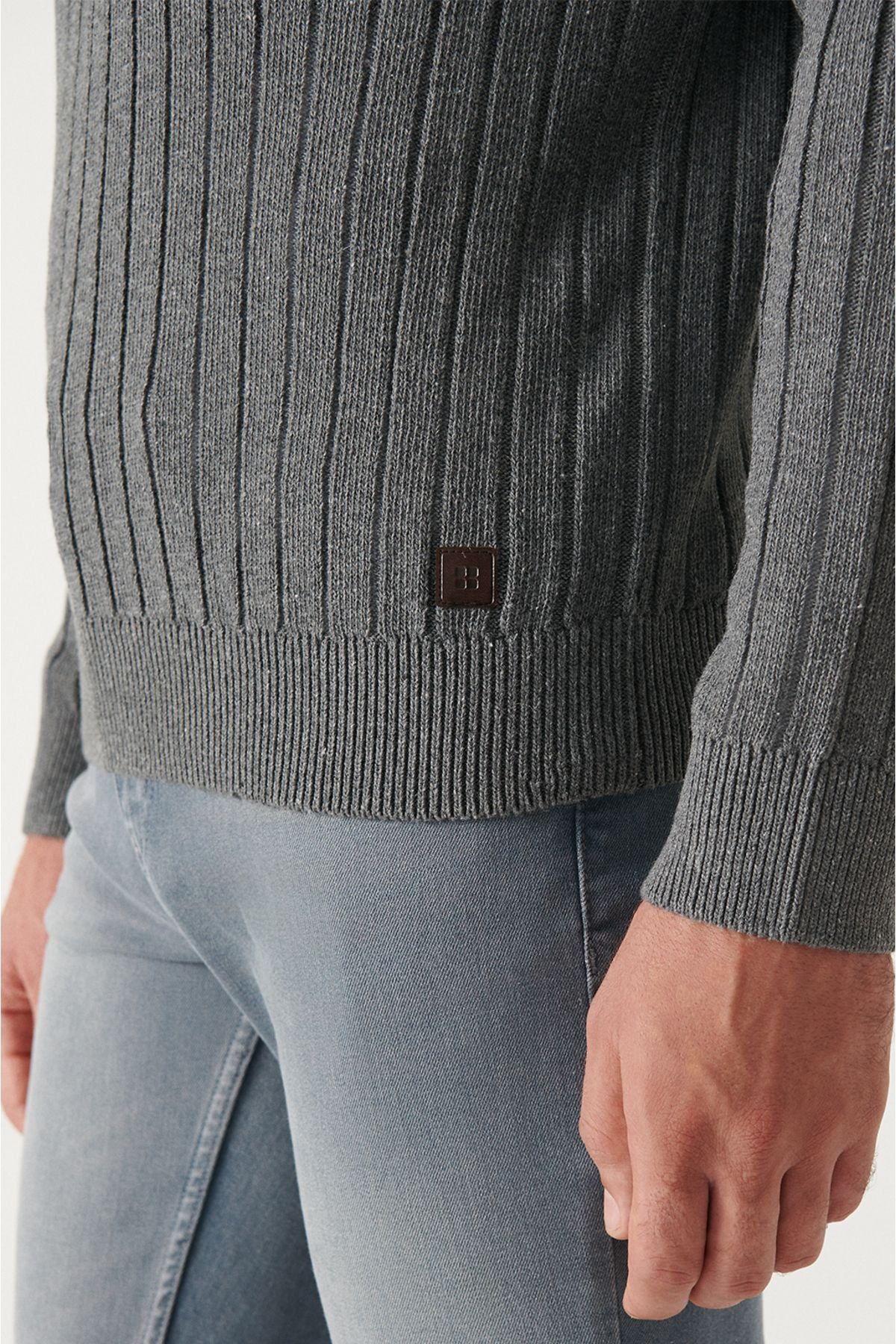 Men's anthracite Full Fisherman Neck Wool Sweater A22y5021