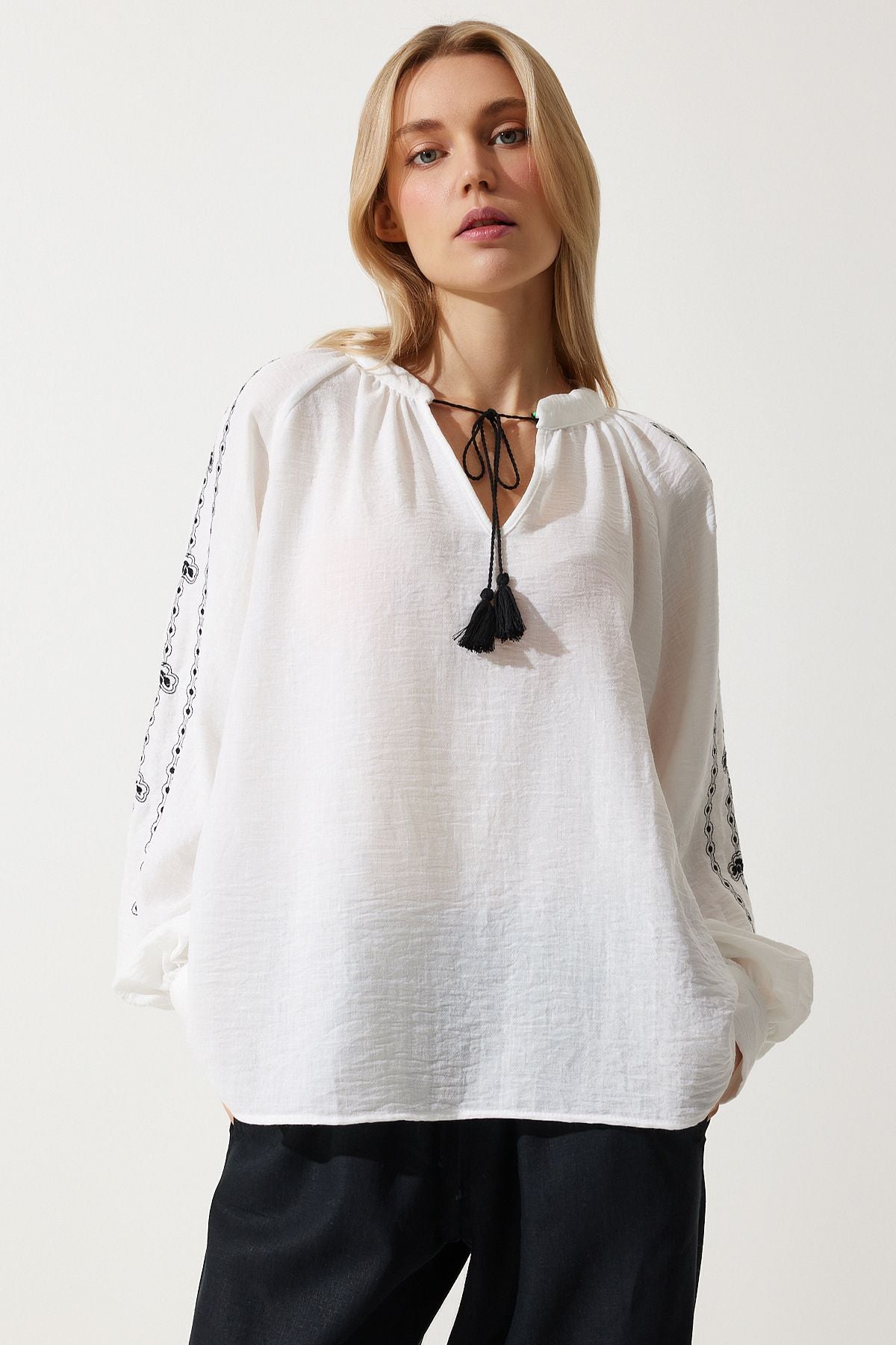 Female Ecru Embroidery Oversize