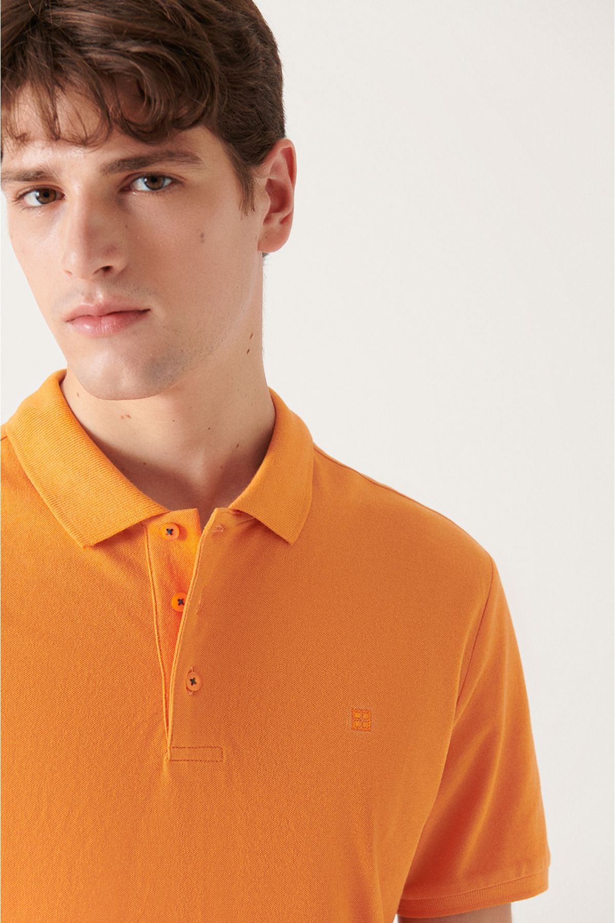Men's Orange 100 %Cotton Cool Polo Yaka T-shirt E001004