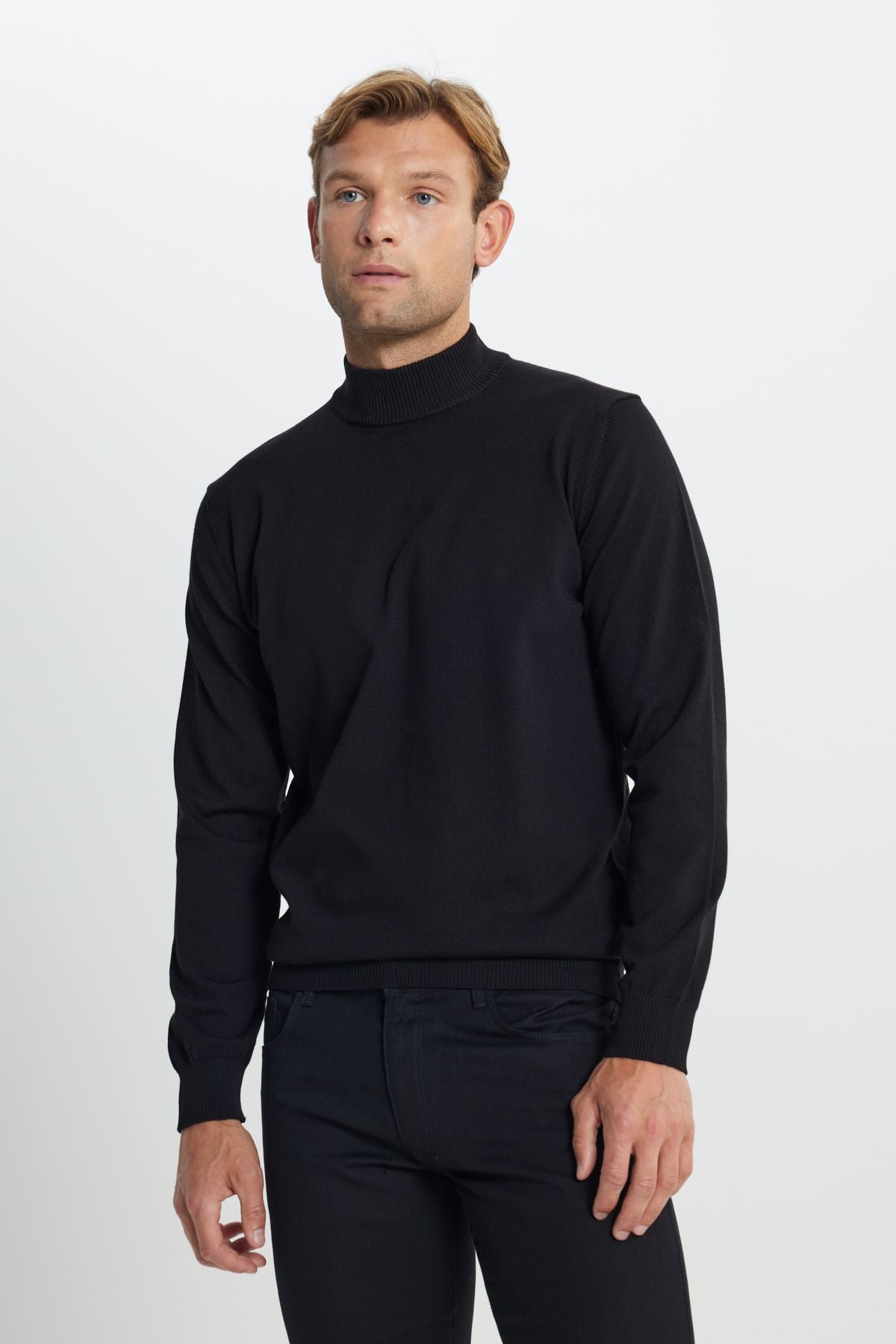 Cotton standard standard Fit Normal Cutting Half Fisherman Yaka Knitwear Sweater