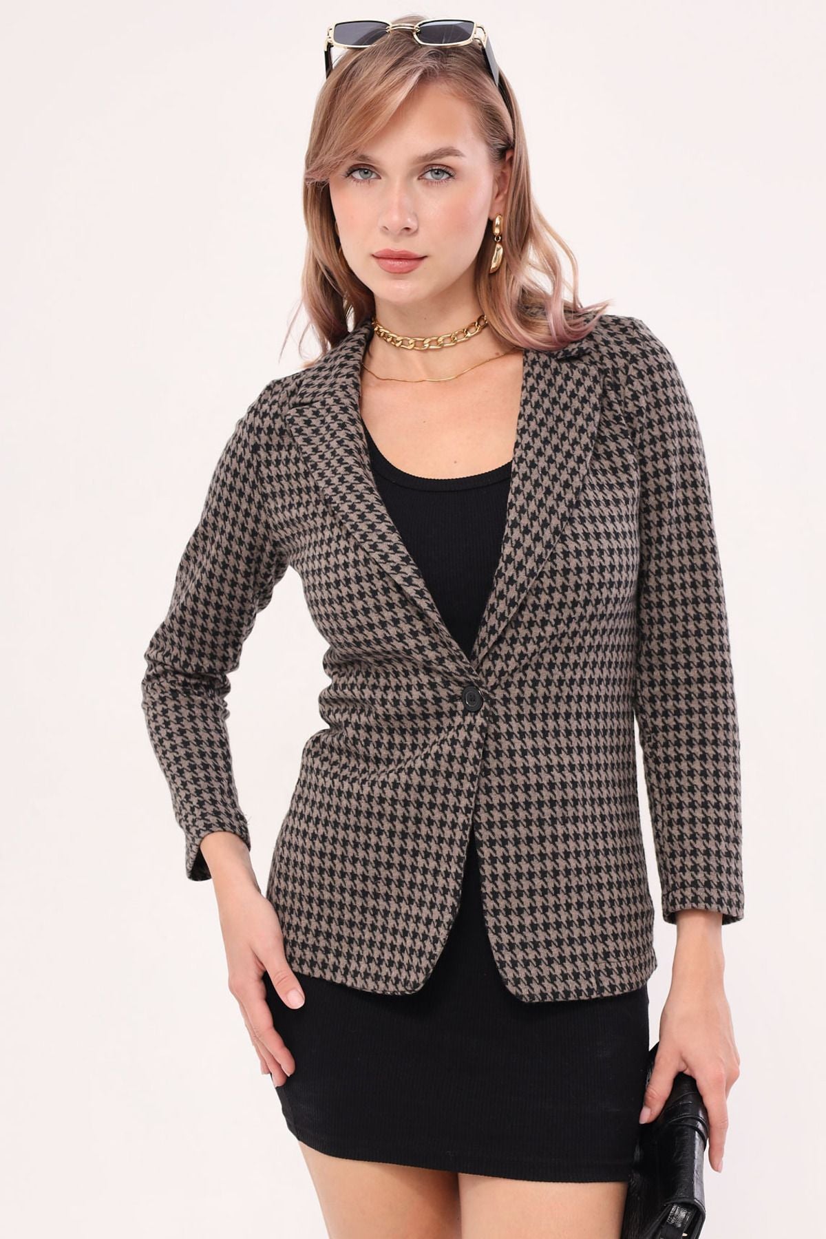 Female mink sweat pattern single button jacket ARM-20K001121