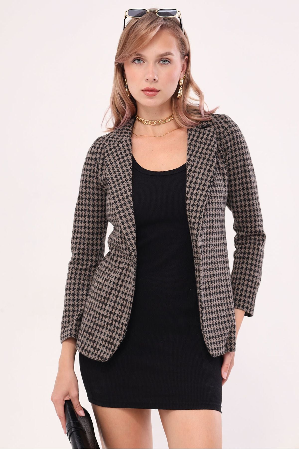 Female mink sweat pattern single button jacket ARM-20K001121