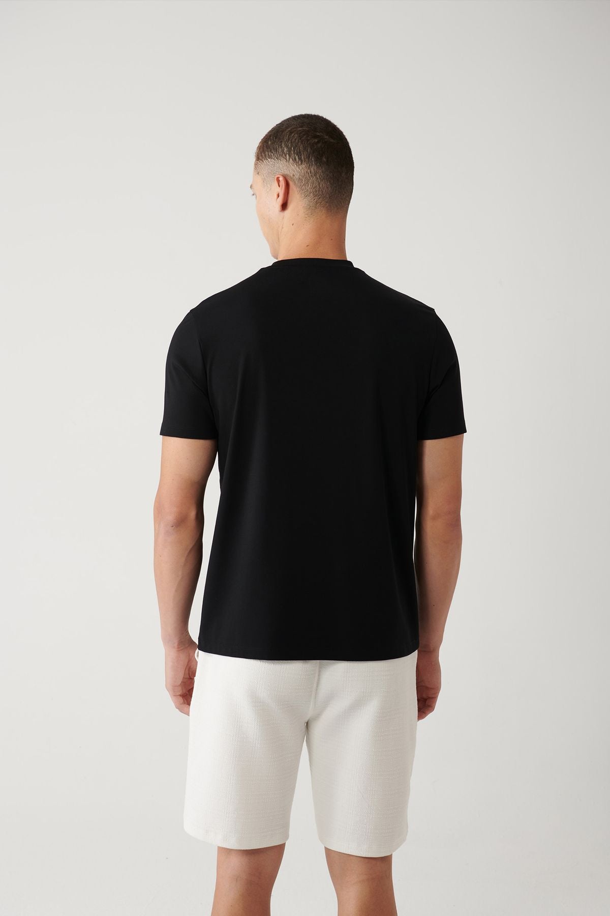 Men's black bike collar printed soft touch t-shirt A41y1180