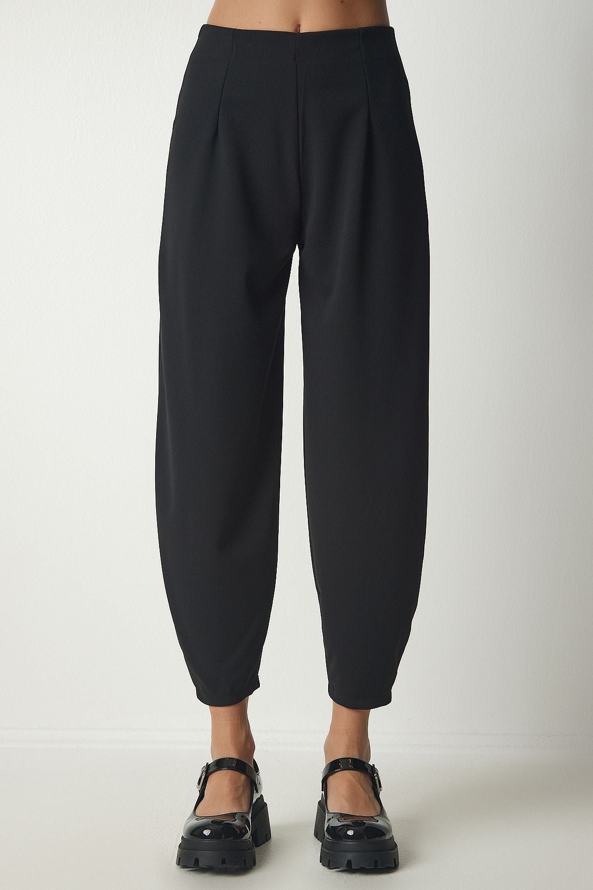 Woman Black Casual Woven Shalwar Pants MS00014