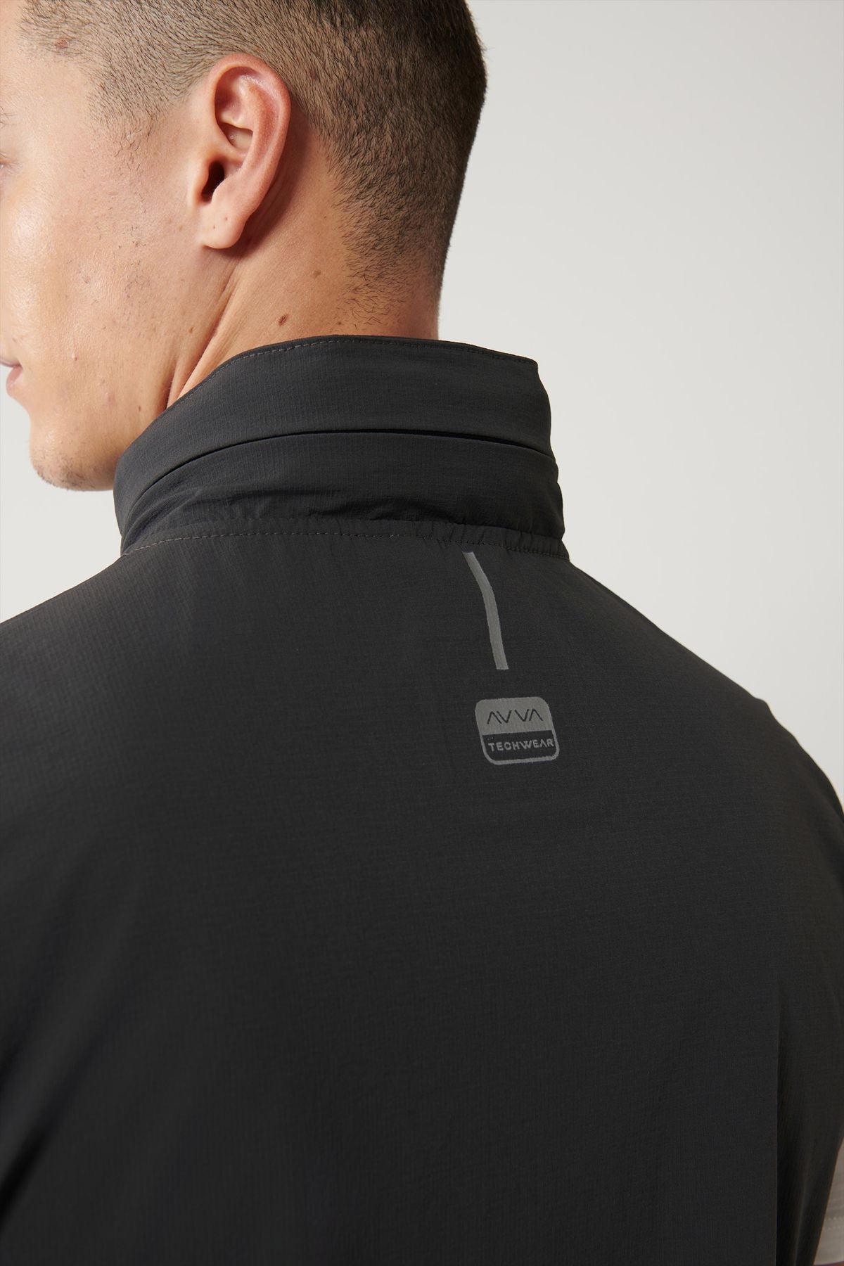 Men's anthracite upright collar hooded zipper water -driven bi stretch vest a41y6535