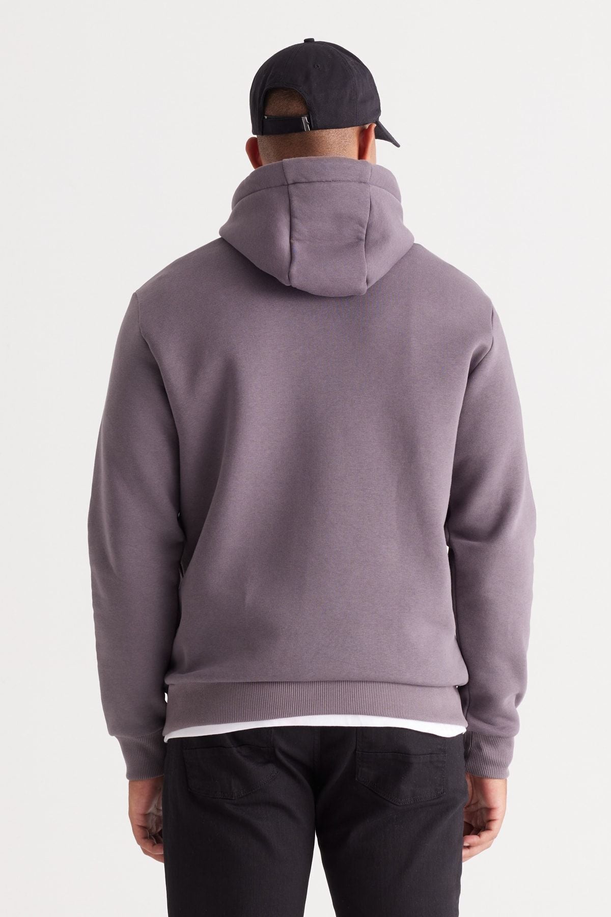 Men's Dark Gray Standard Fit Içi Polar 3 IP hooded kangaroo pocket cotton sweatshirt