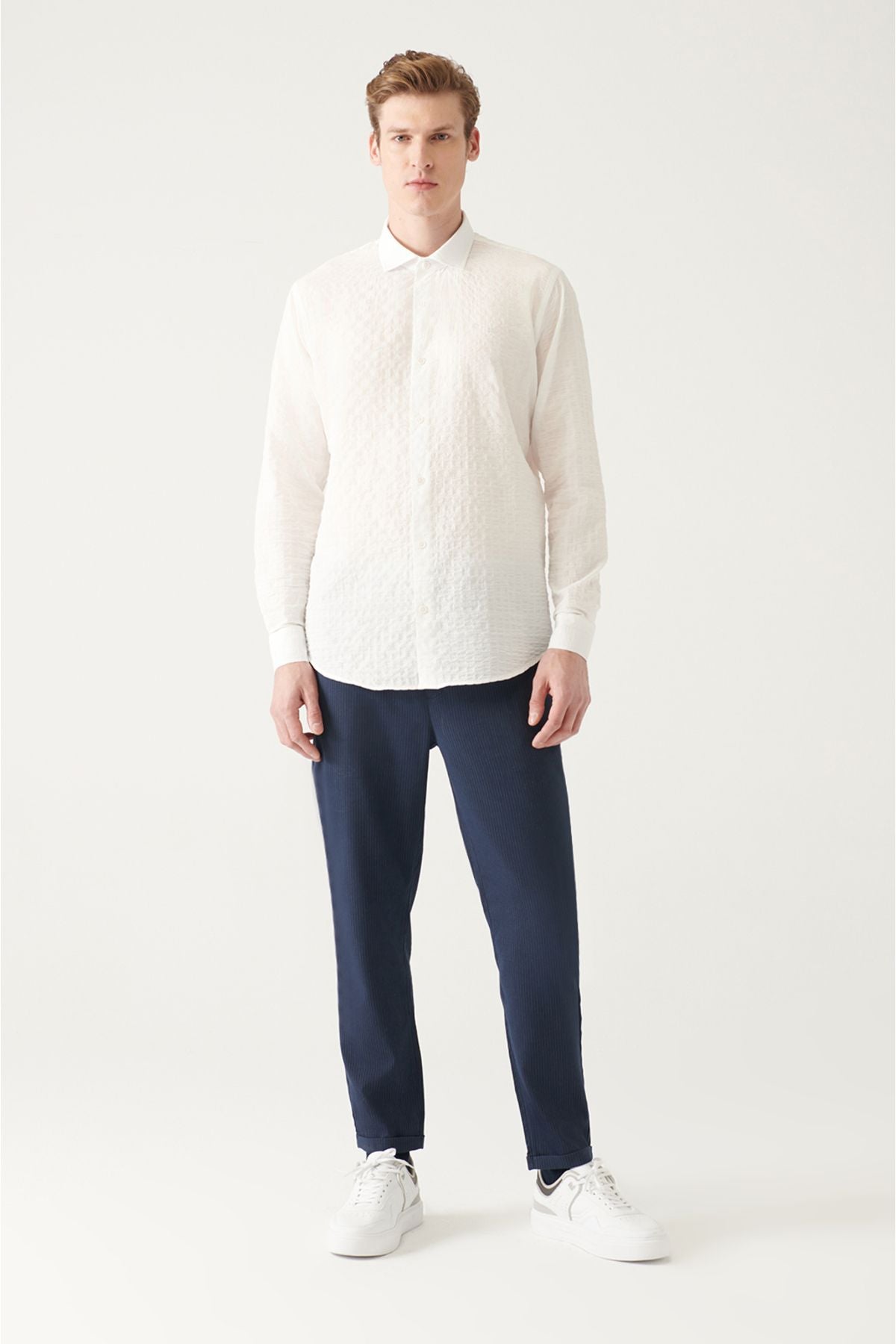 Men's white wafer cotton shirt A31y2060