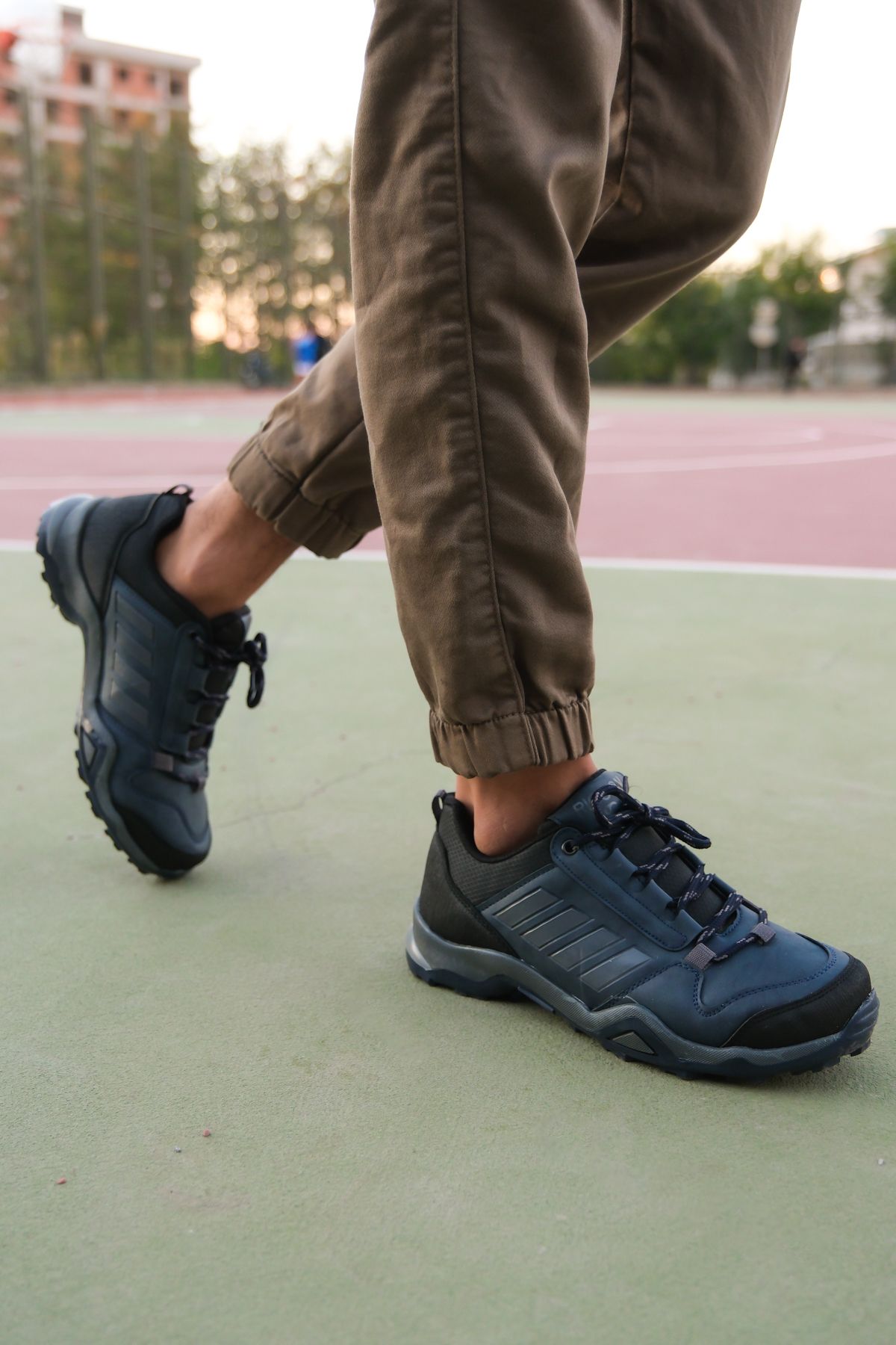 Navy blue smoked men's trekking shoes 0012189