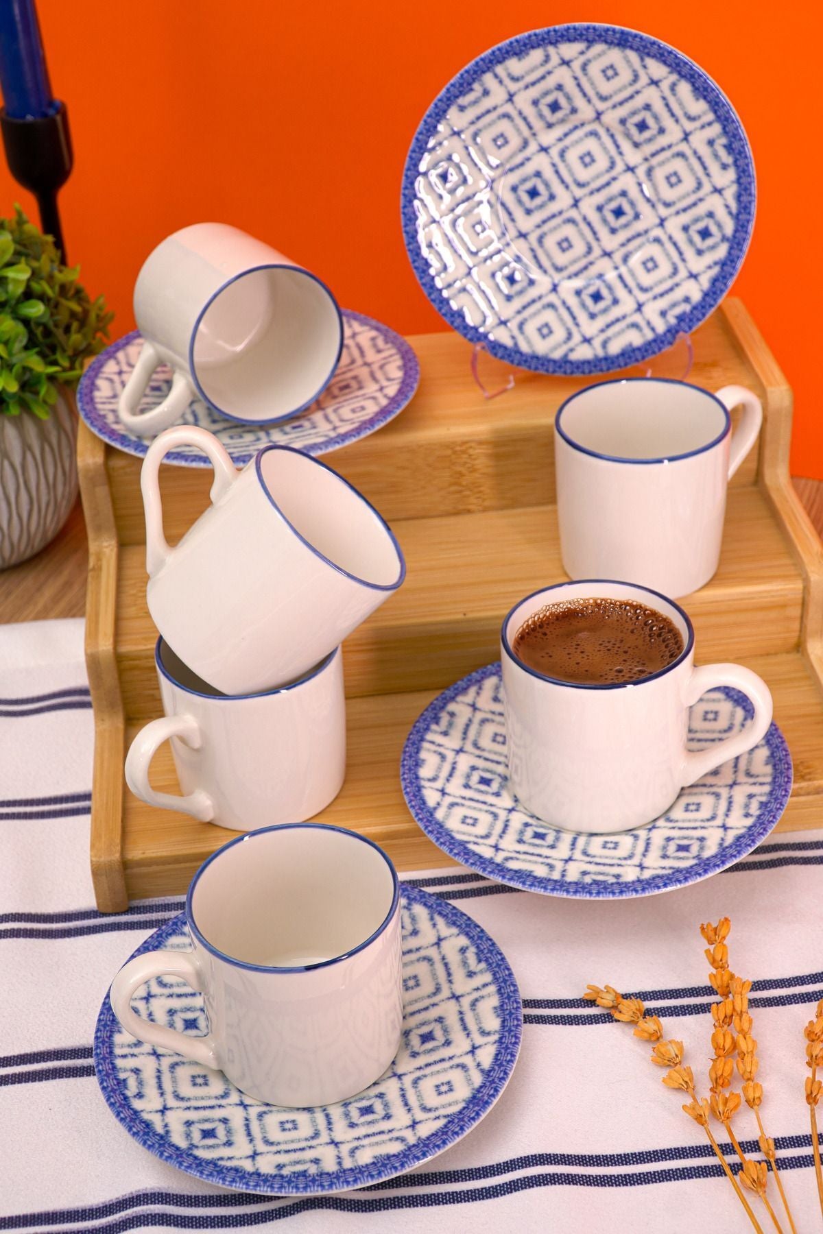 Meyra 12 Piece Porcelain Coffee Cup Set for 6 people