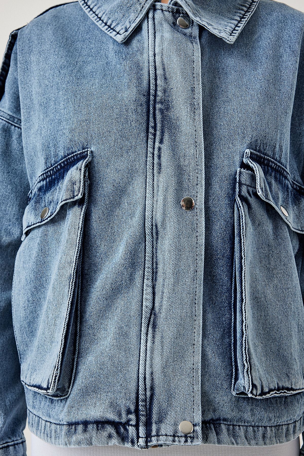 WOMEN'S LIGHT BLUE WIDE POCK APOLET WITH DENİM JACKET RV00170