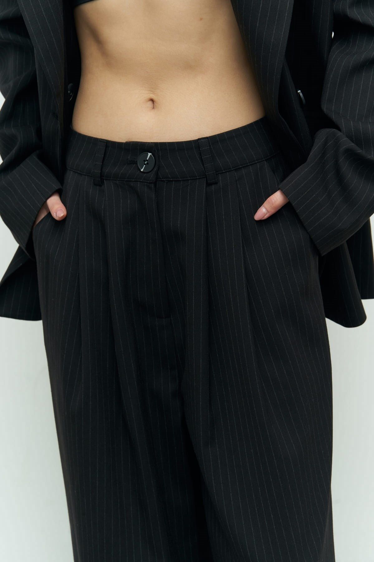 Bianda striped black pants