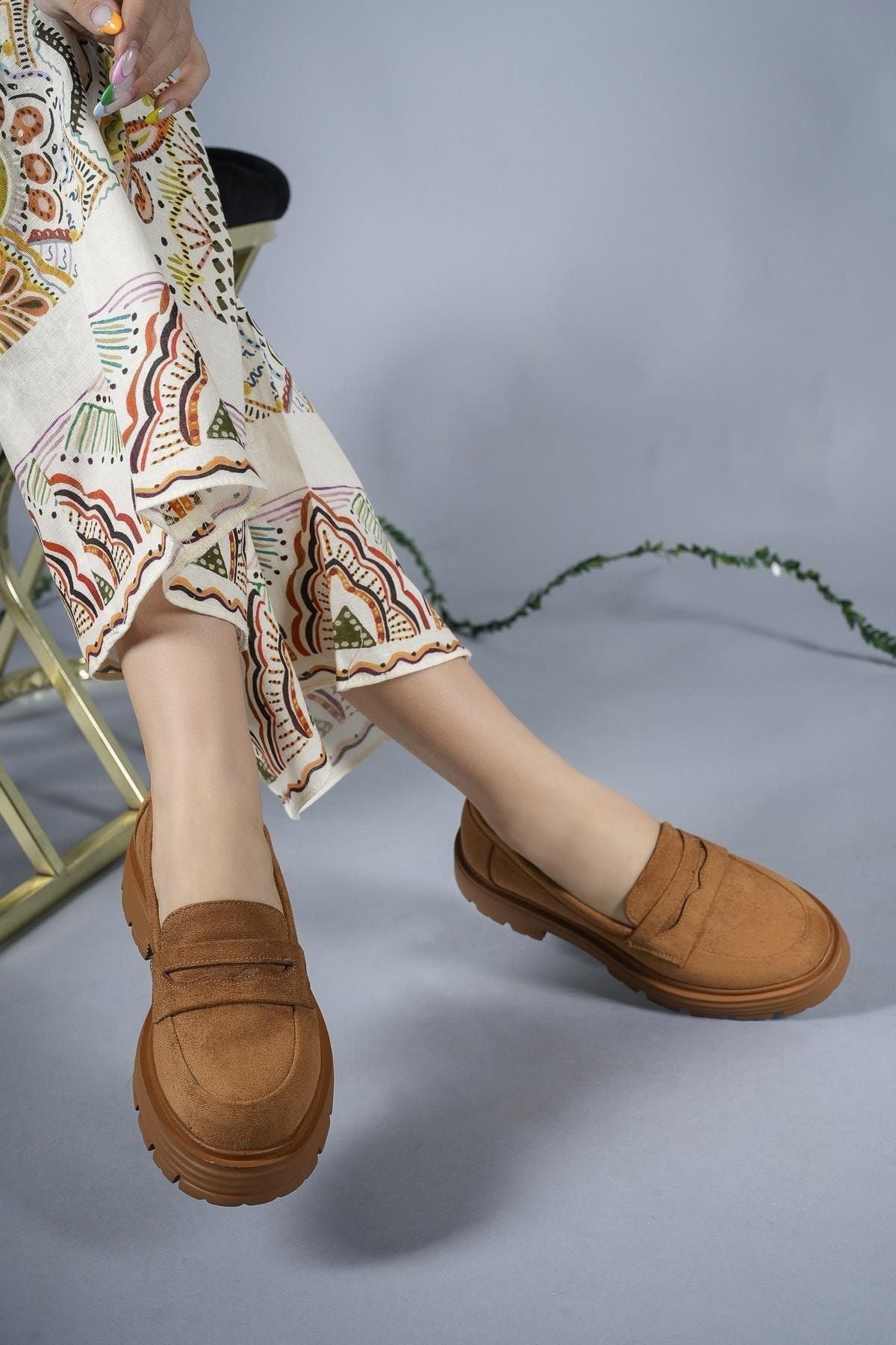 Woman Daily Loafer Shoes 0012920 Taba Suede