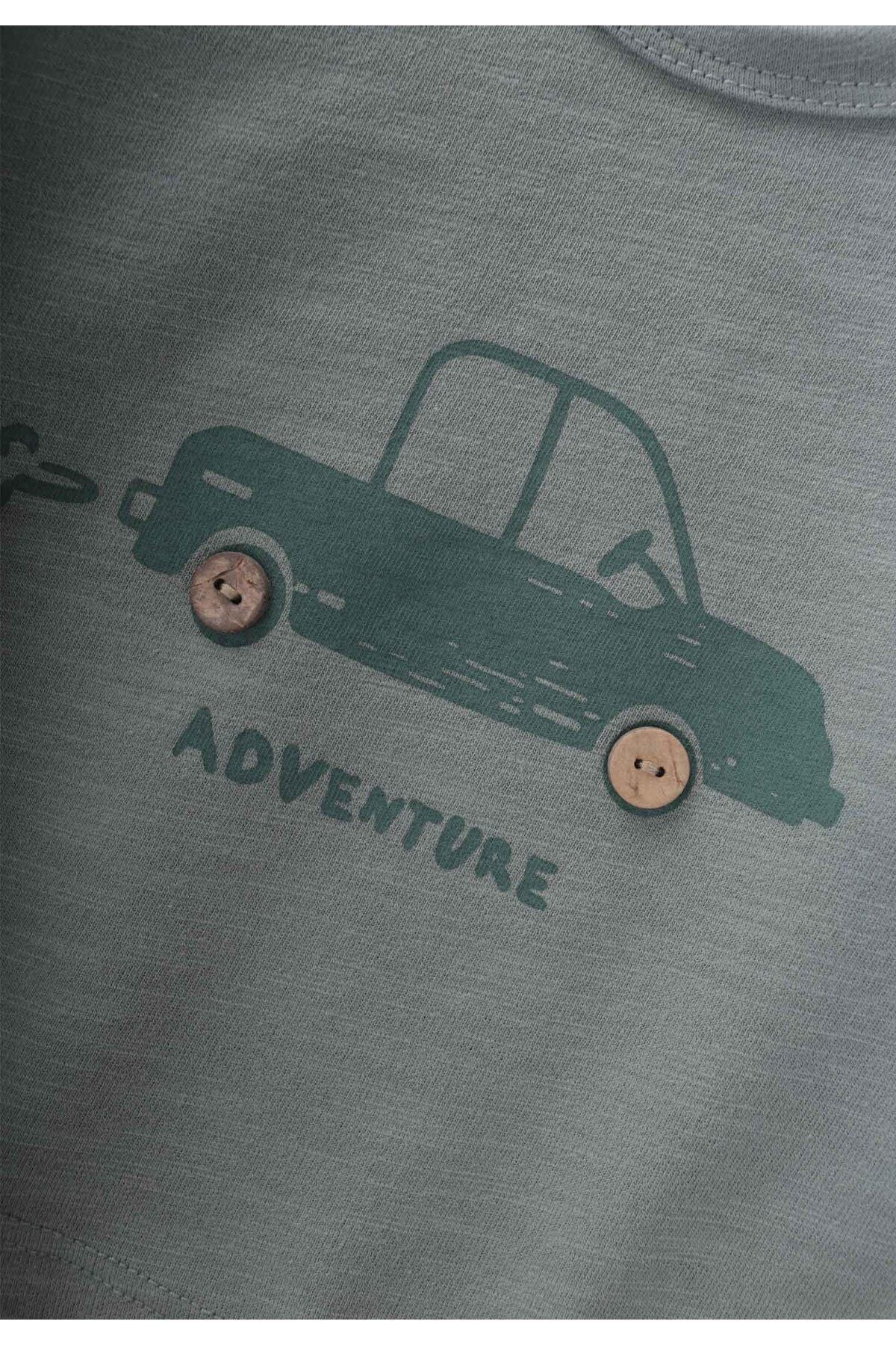 Adventure Printed Men Sweatshirt 0-5 Age Cagla Green