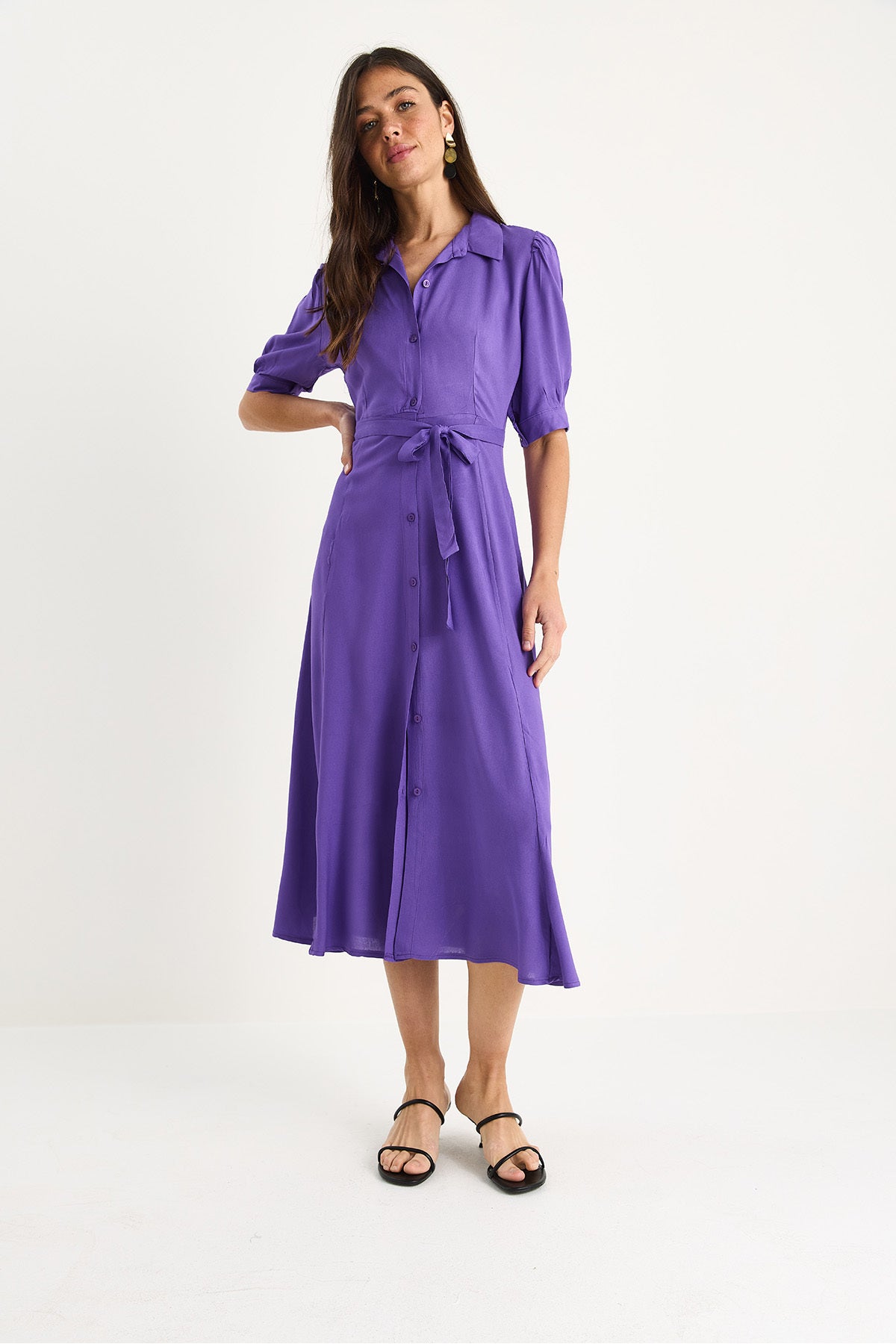 Women's Belted Summer Shirt Dress 8437 60283366