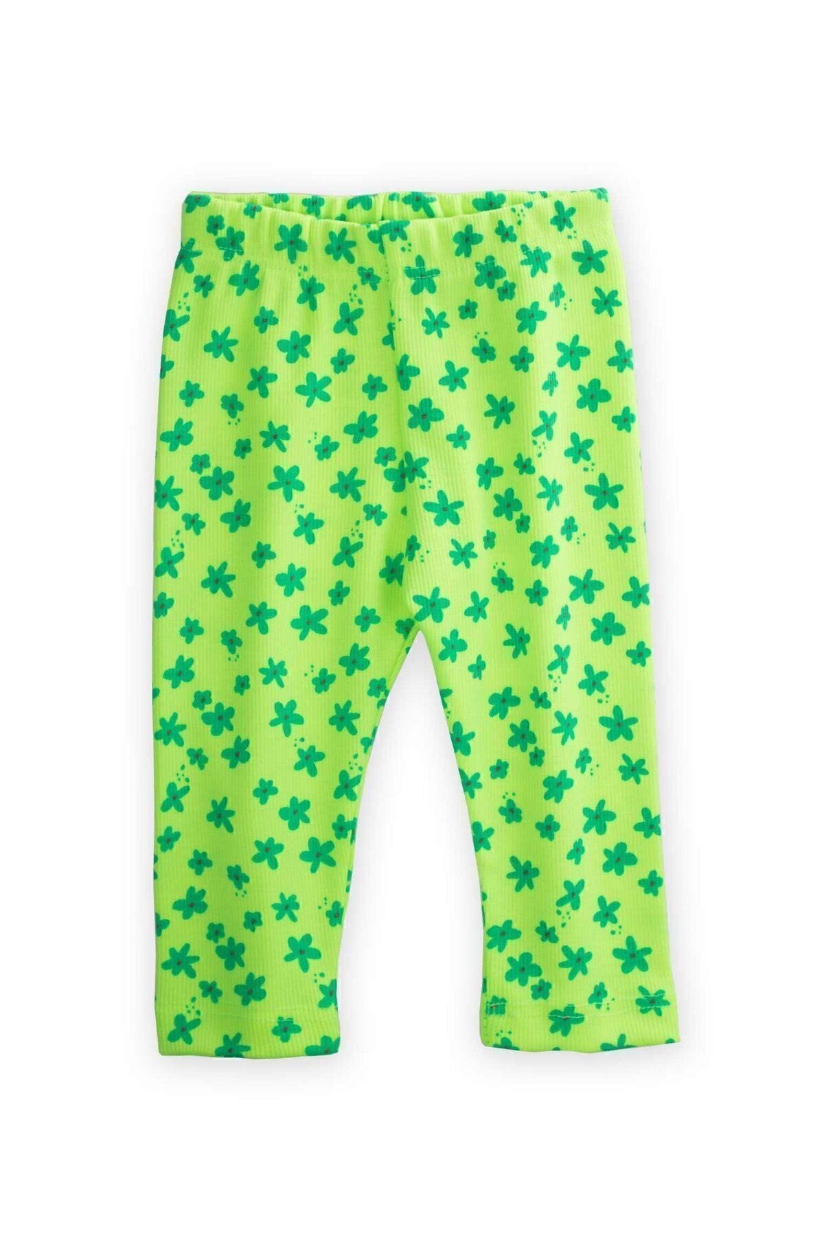 Neon seasonal girl tights 0-5 years old green flowering pattern