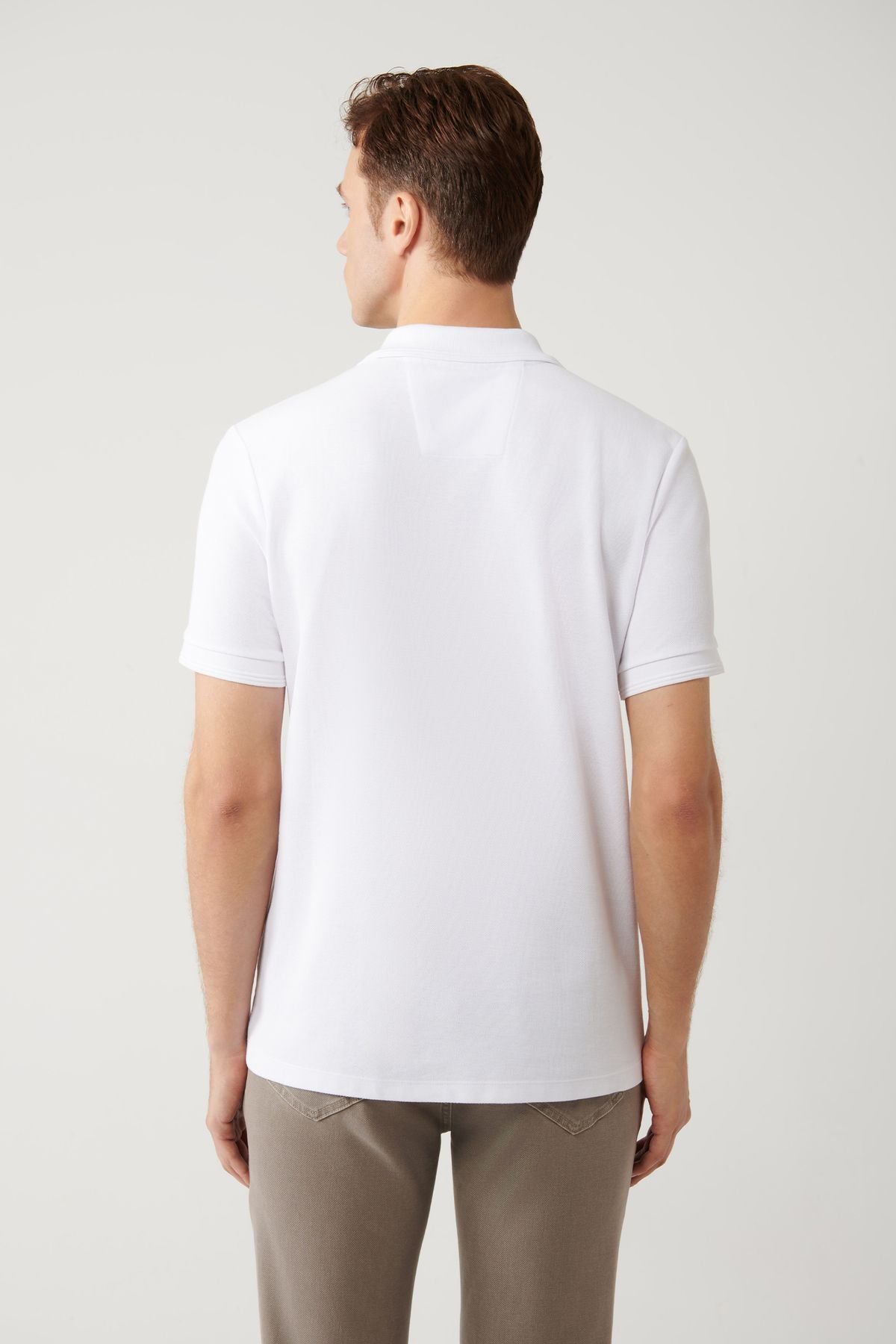 Men's White 100 %Cotton Fast Drying Polo Yaka T-shirt B001032