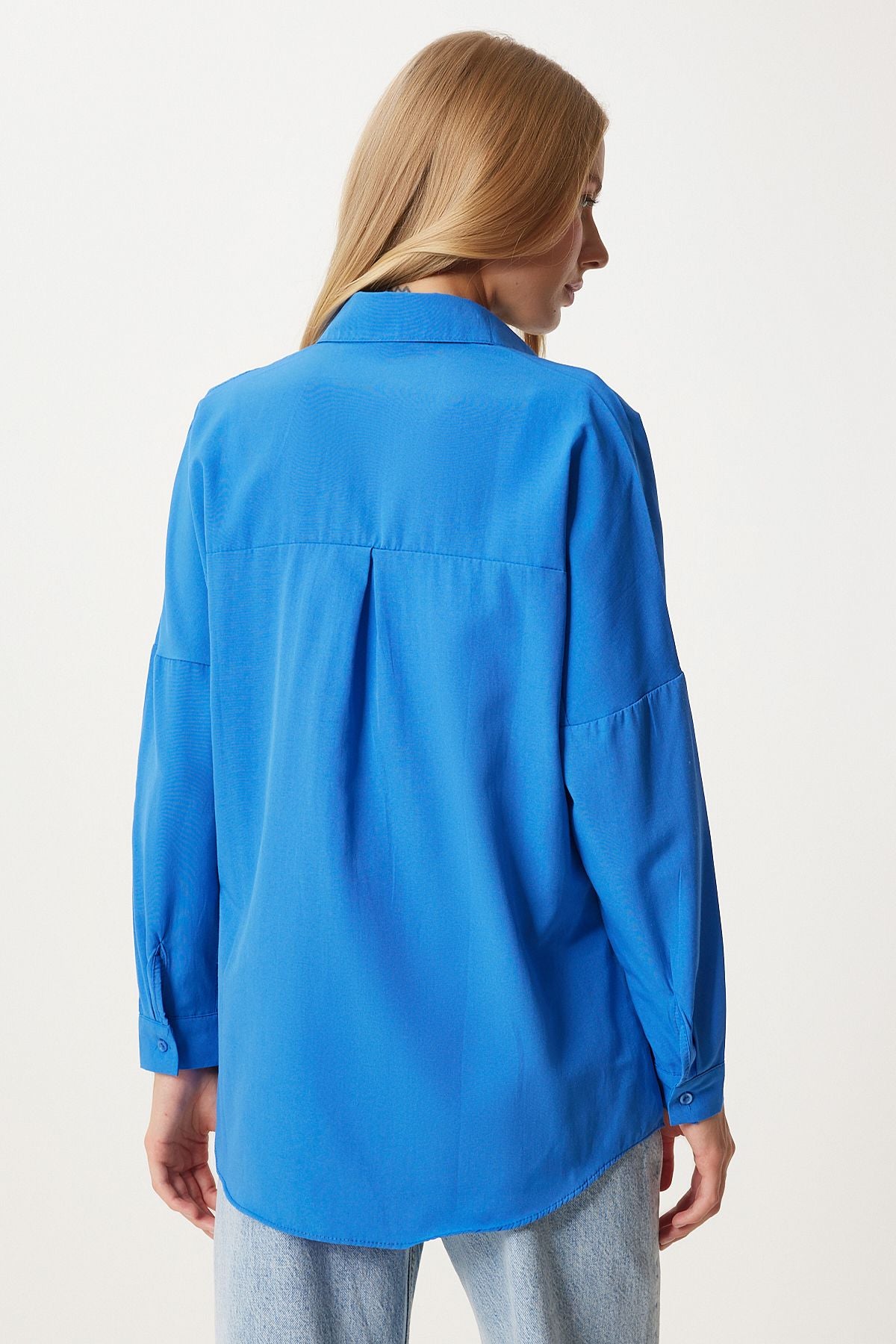 Woman Live Blue Oversize Long Basic Shirt DD00842