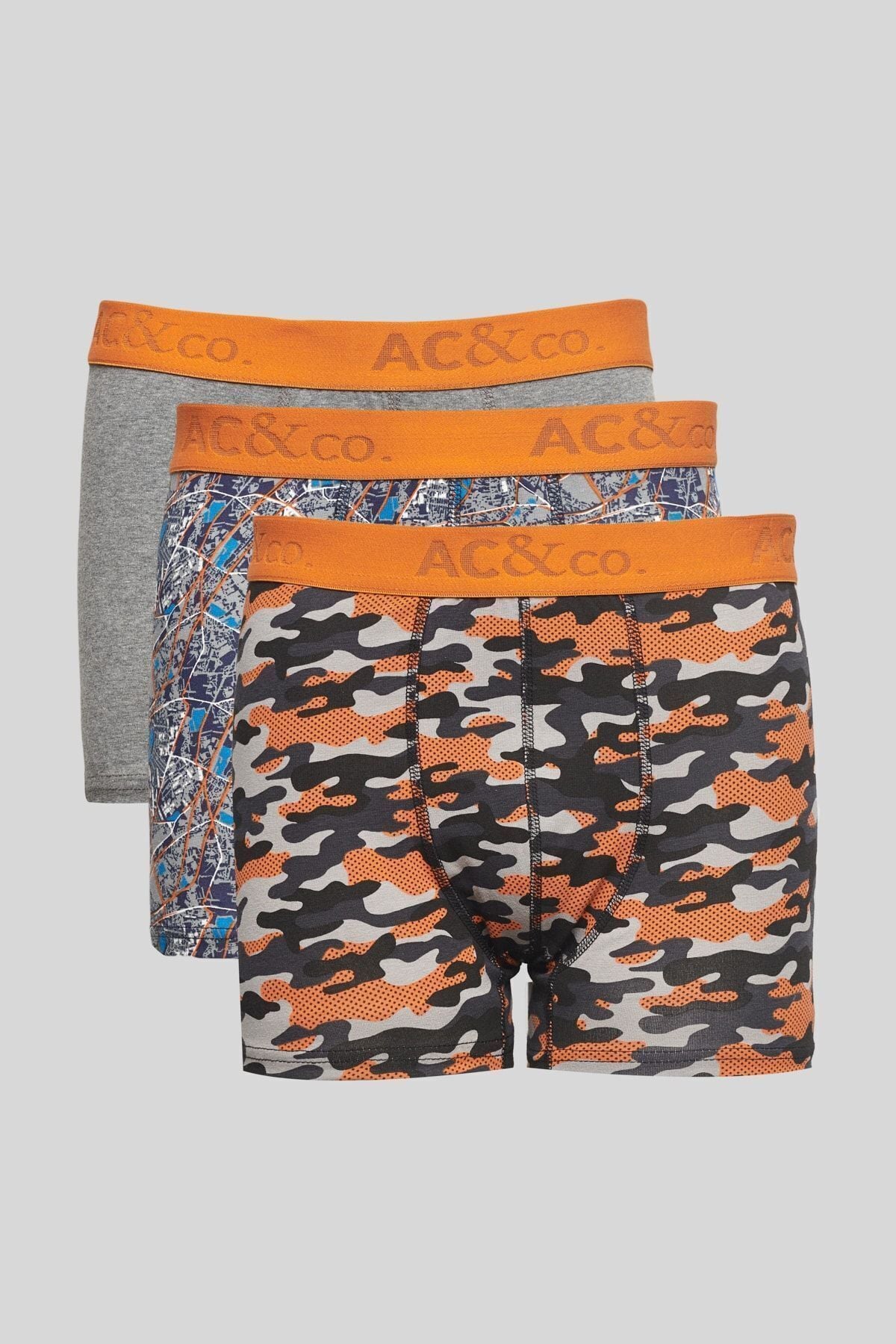 Men's Glass Orange 3 -Piece Cotton Flexible Boxer Package